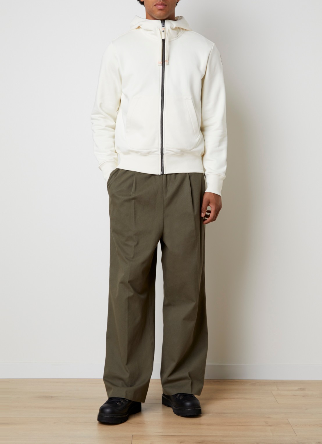 Parajumpers Charlie sweatvest met logoborduring - voorkant 6 creme
