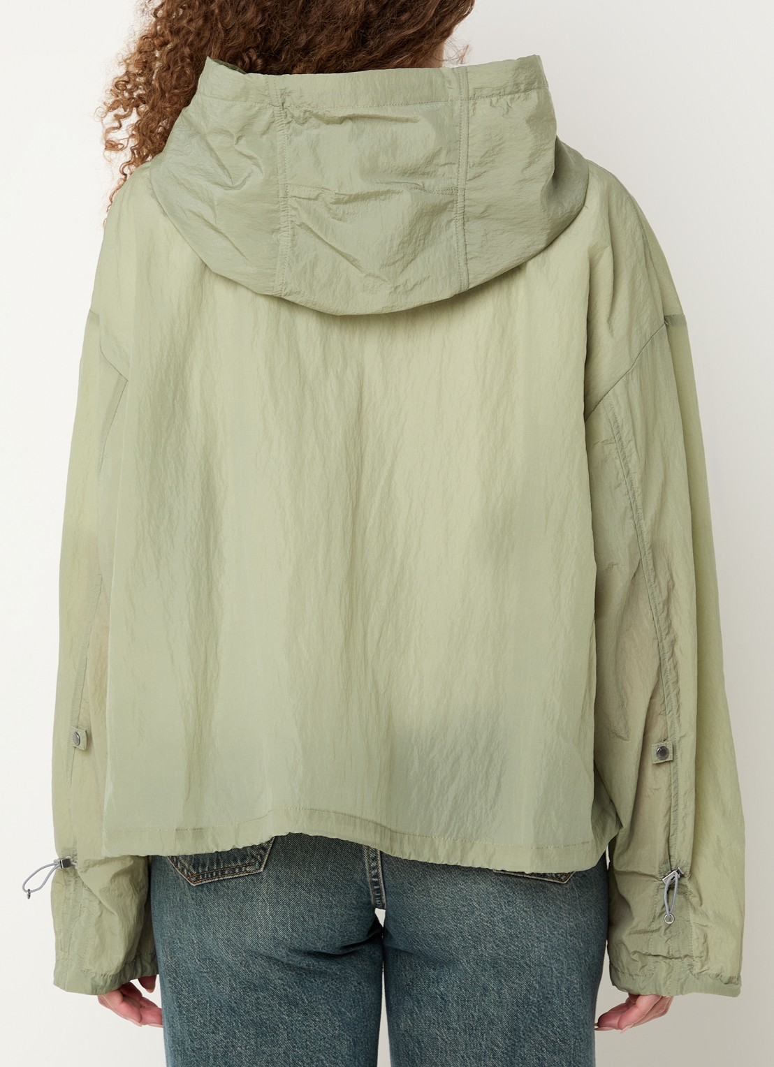 Parajumpers Eka  windjack met logoborduring en capuchon - achterkant 2 lindegroen