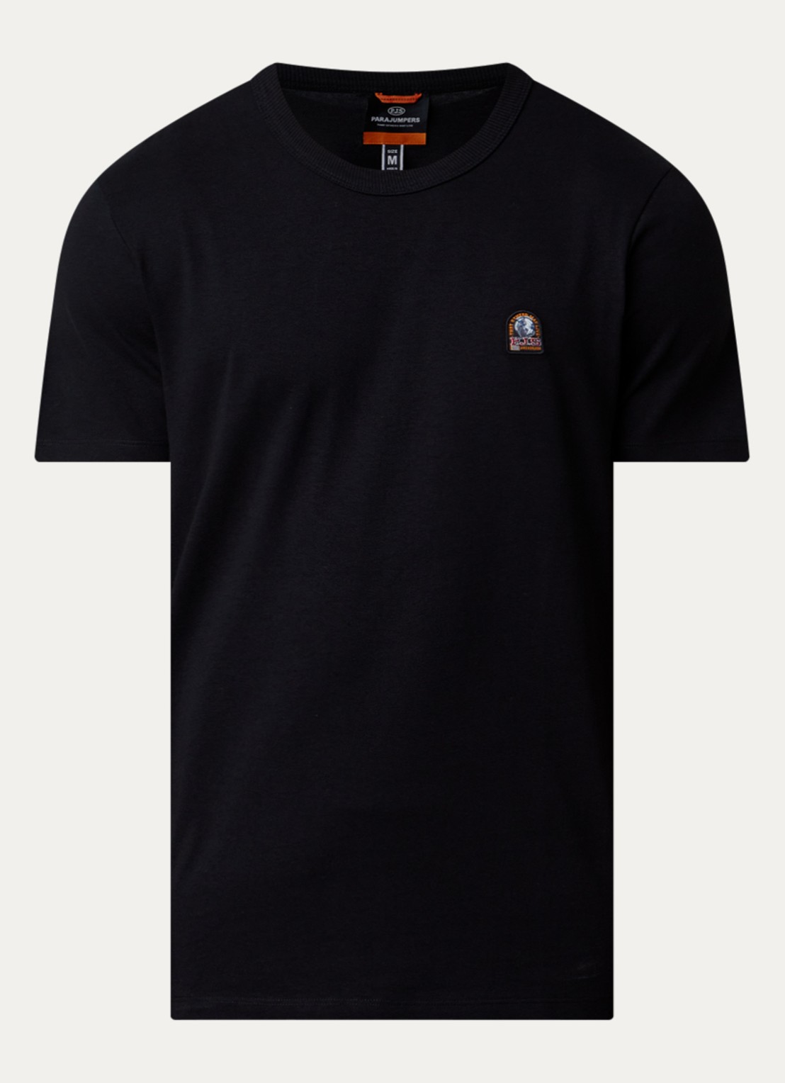 Parajumpers Elio T-shirt met logoborduring - voorkant zwart