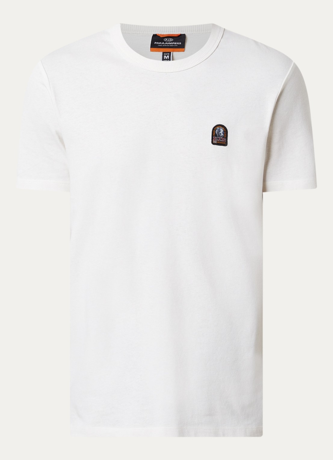 Parajumpers Elio T-shirt met logoborduring - voorkant gebroken wit