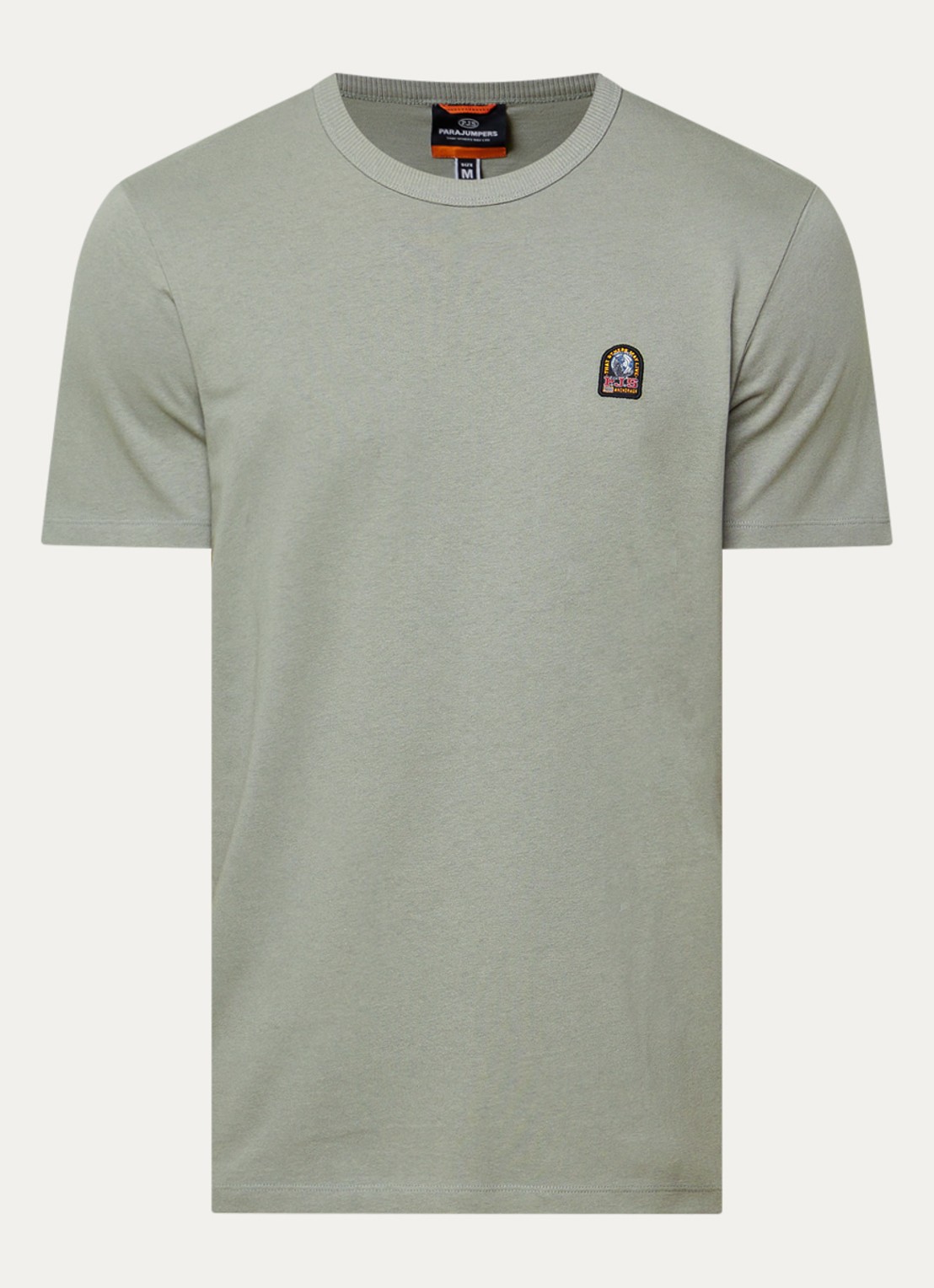 Parajumpers Elio T-shirt met logoborduring - voorkant 2 grijs
