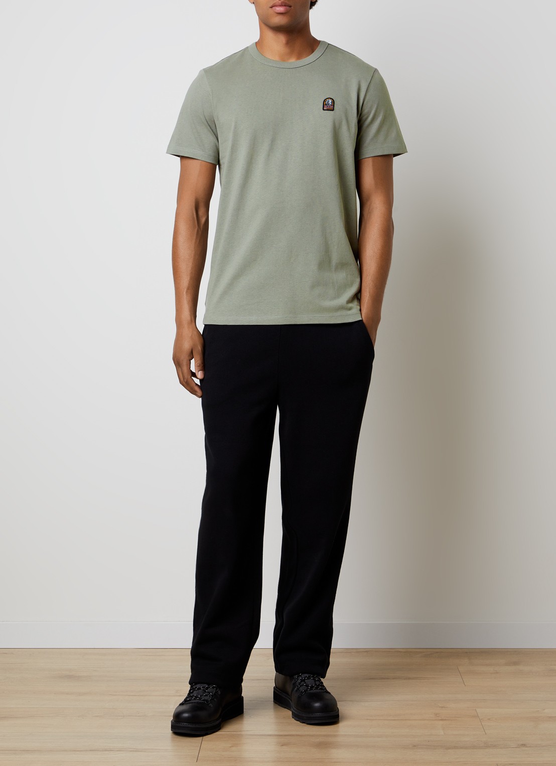 Parajumpers Elio T-shirt met logoborduring - voorkant 3 grijs