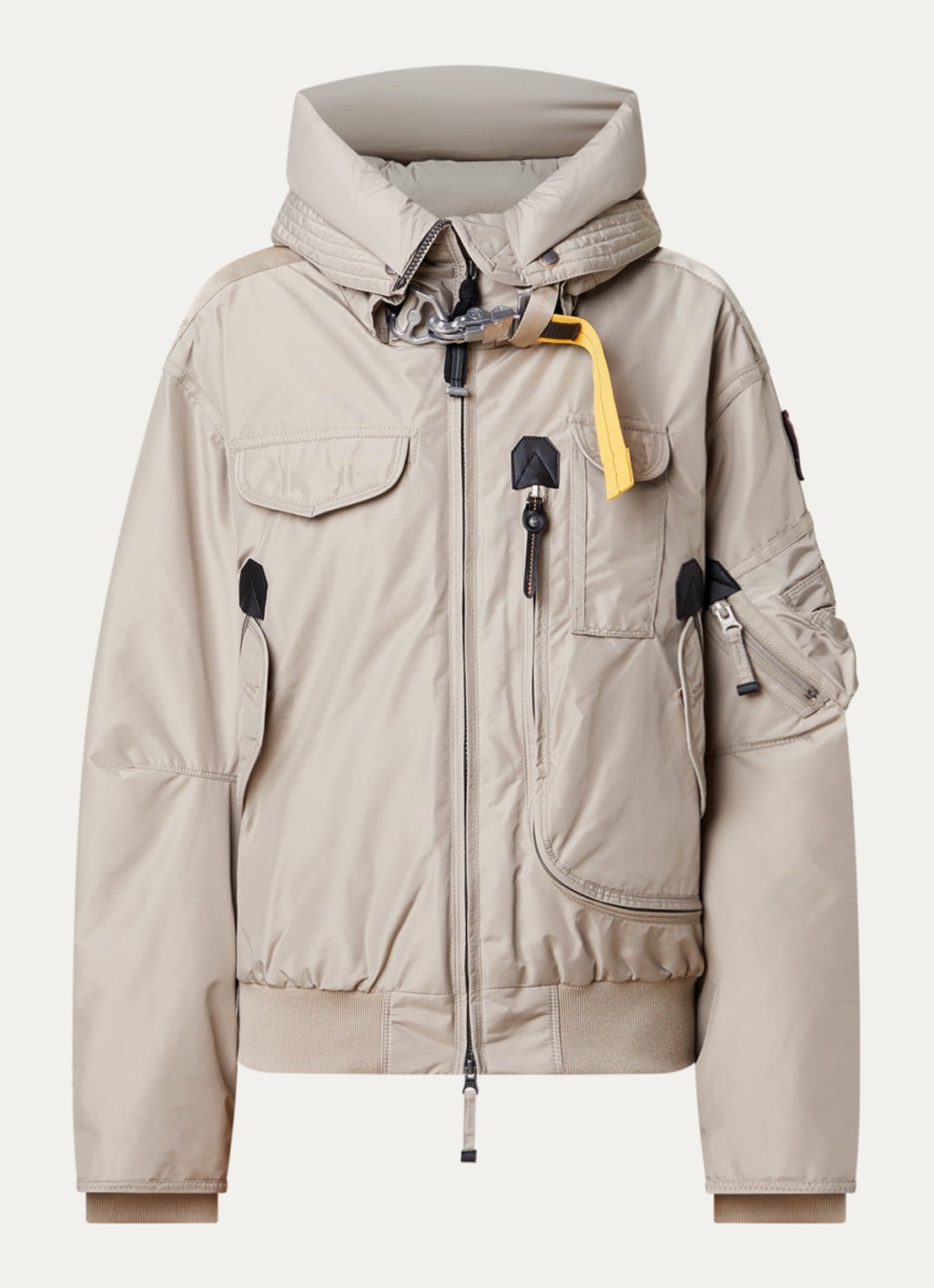 Parajumpers Gobi bomberjack met donsvulling en capuchon - voorkant donkerbeige