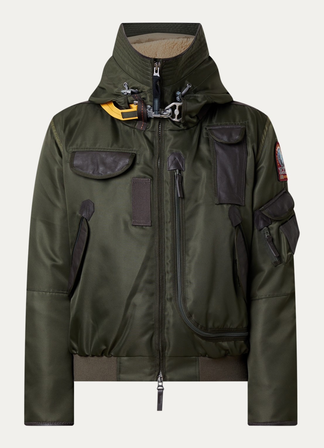 Parajumpers Gobi gewatteerd bomberjack met donsvulling en logo - voorkant 2 groen