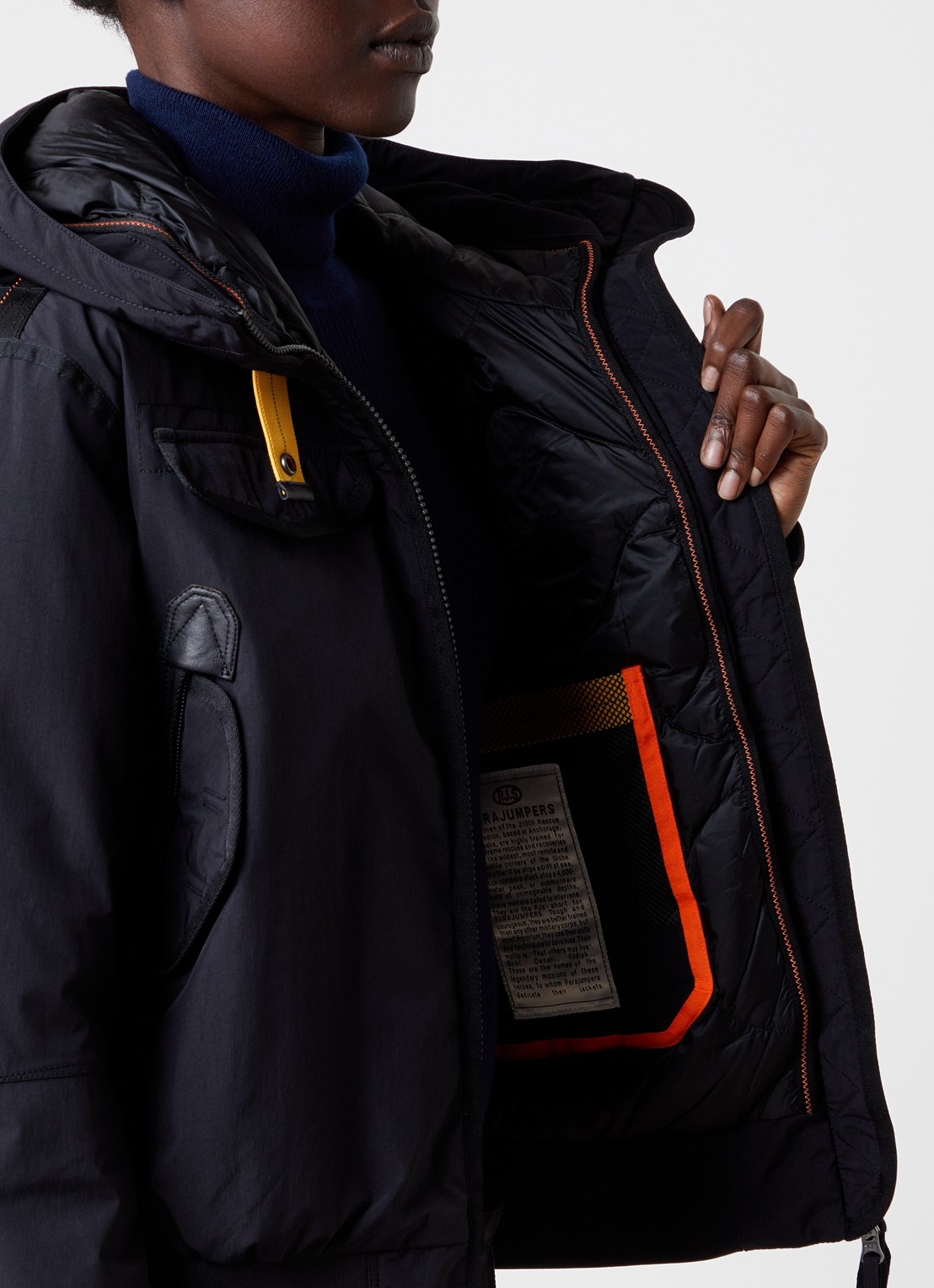 Parajumpers Gobi gewatteerd bomberjack met donsvulling en logo - detail 5 zwart