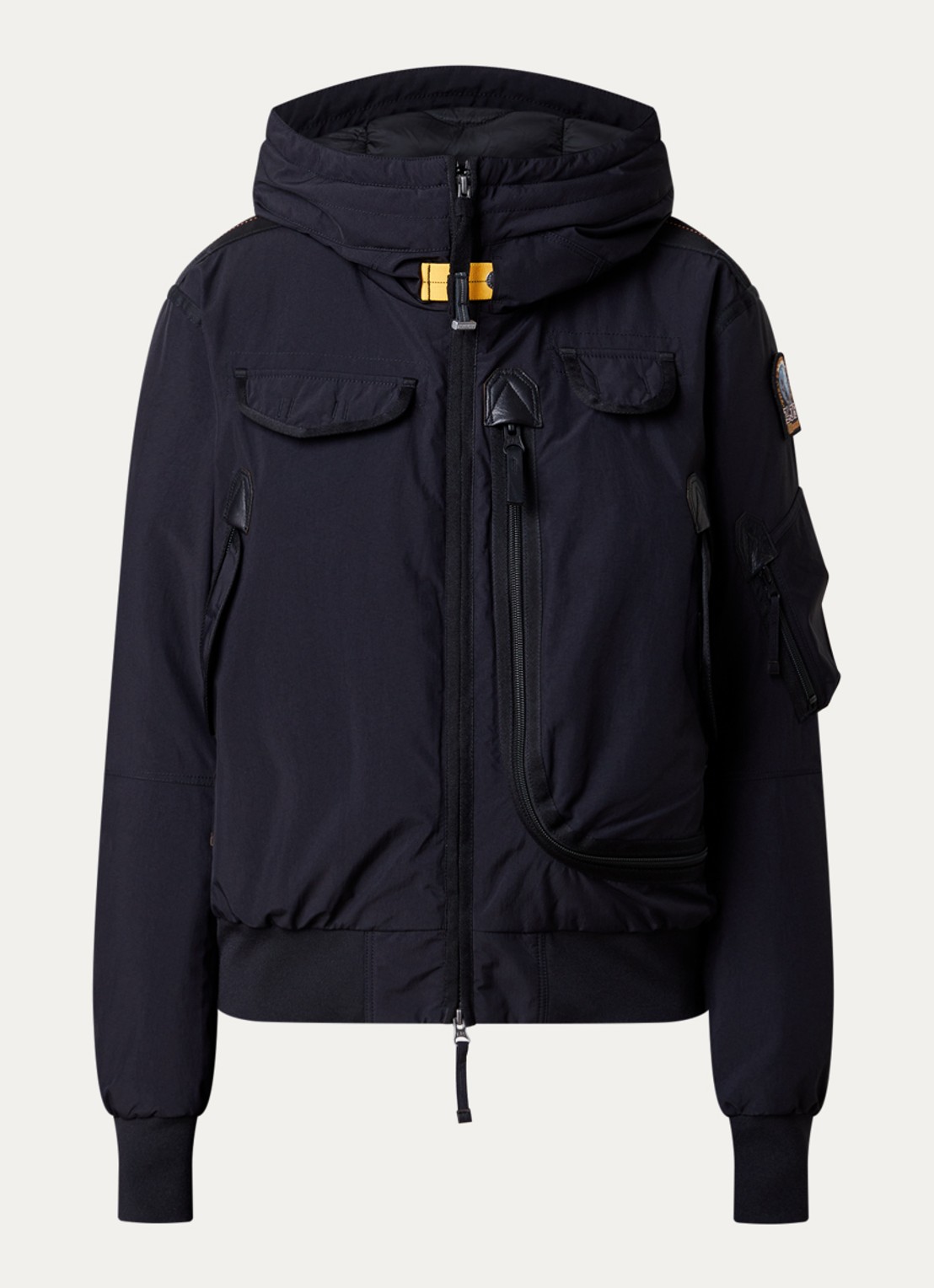 Parajumpers Gobi gewatteerd bomberjack met donsvulling en logo - voorkant zwart