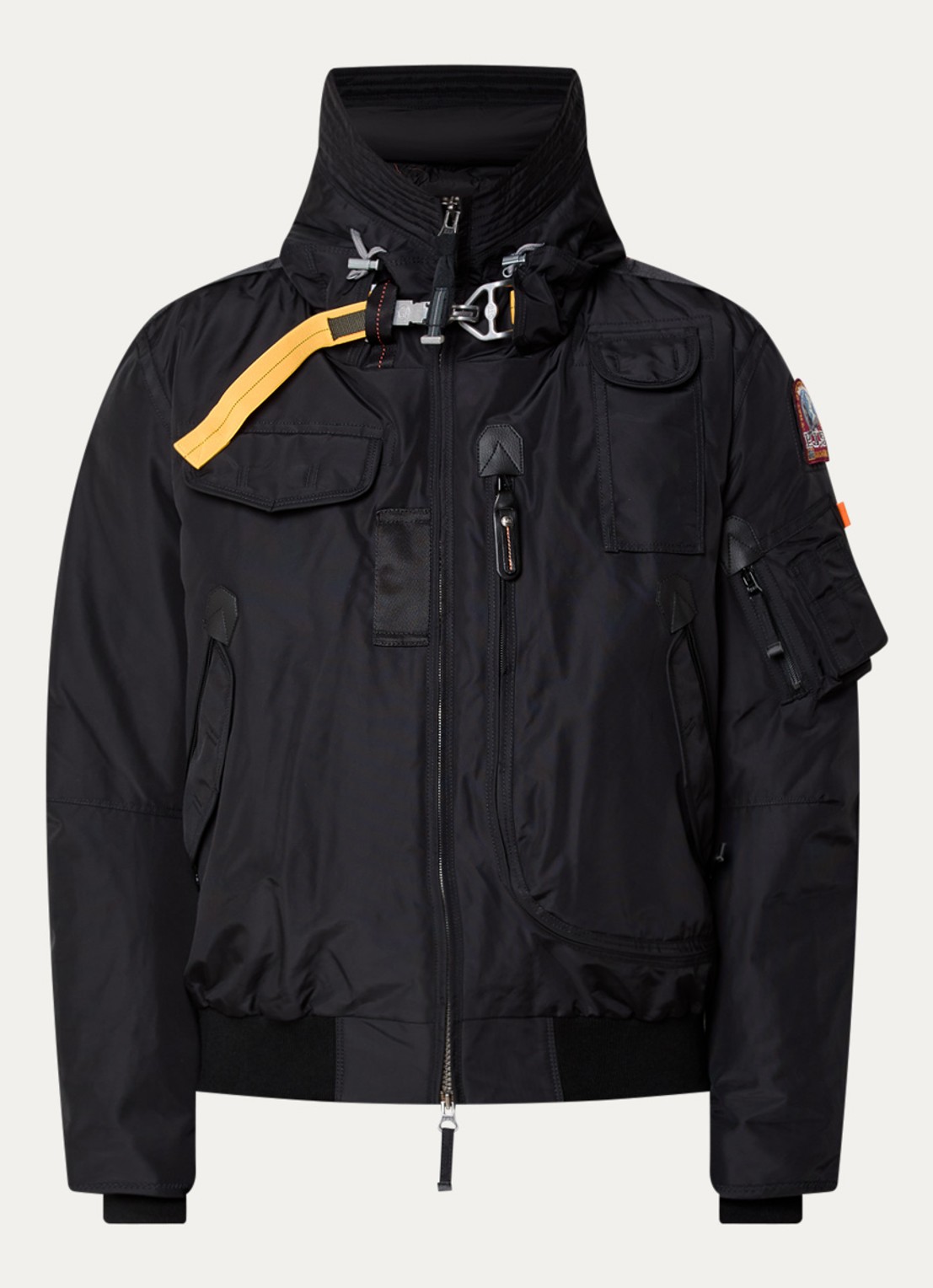 Parajumpers Gobi gewatteerd bomberjack met donsvulling en logoborduring - voorkant zwart