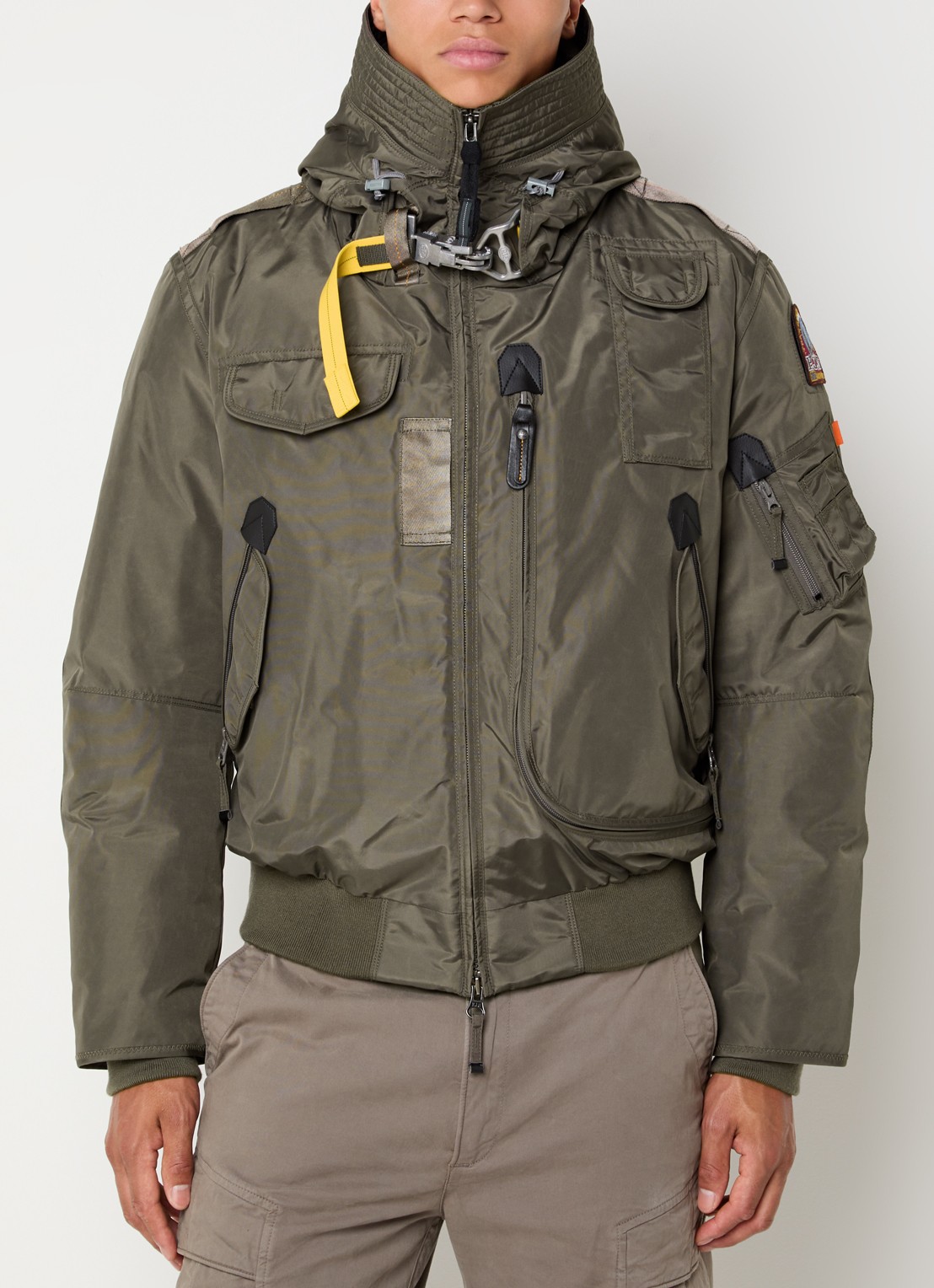 Parajumpers Gobi gewatteerd bomberjack met donsvulling en logoborduring - detail 4 olijfgroen