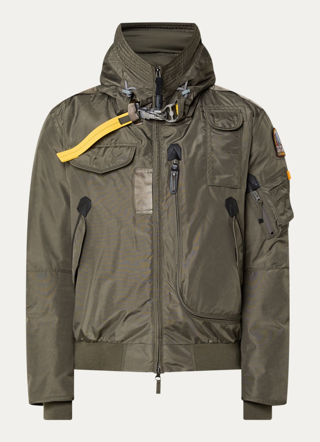 Parajumpers Gobi gewatteerd bomberjack met donsvulling en logoborduring - voorkant olijfgroen