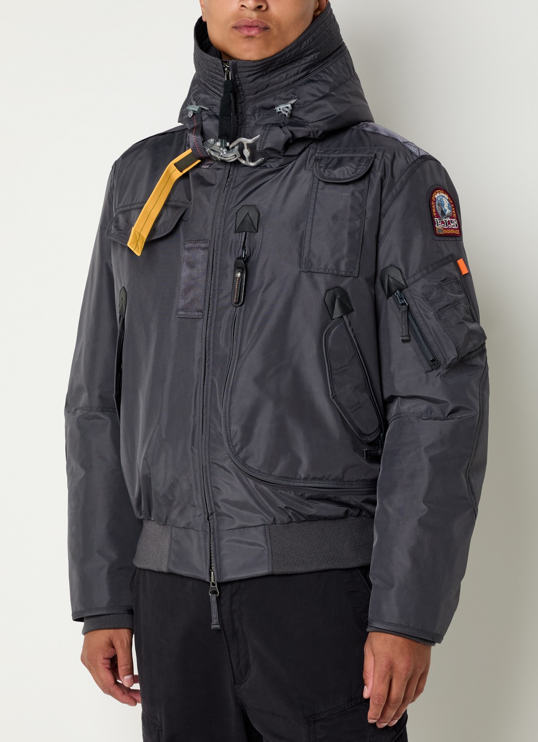 Parajumpers Gobi gewatteerd bomberjack met donsvulling en logoborduring - detail 4 donkergrijs