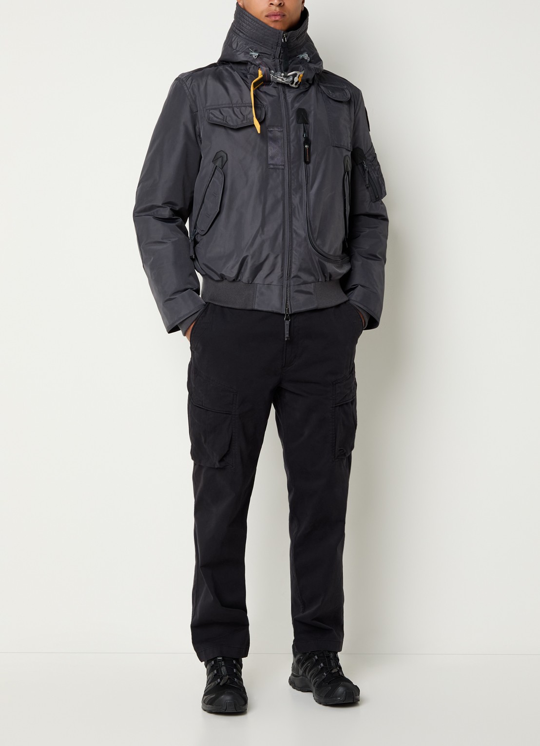 Parajumpers Gobi gewatteerd bomberjack met donsvulling en logoborduring - voorkant 2 donkergrijs