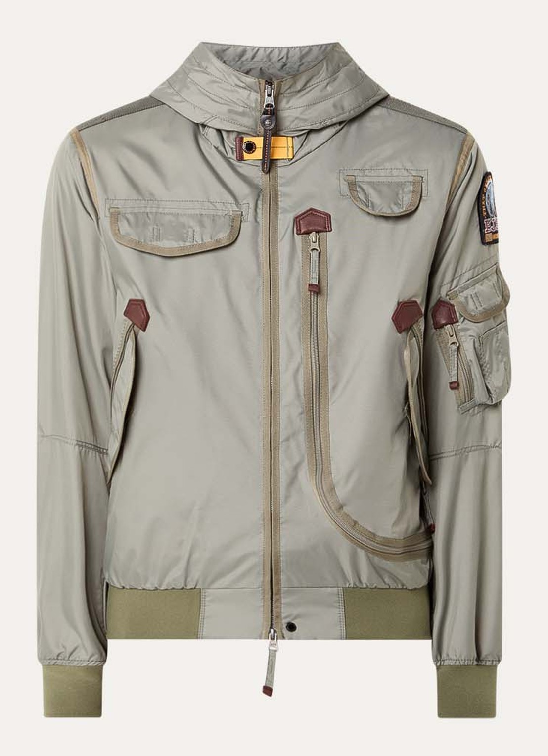 Parajumpers Gobi gewatteerd jack met donsvulling en capuchon - voorkant groen
