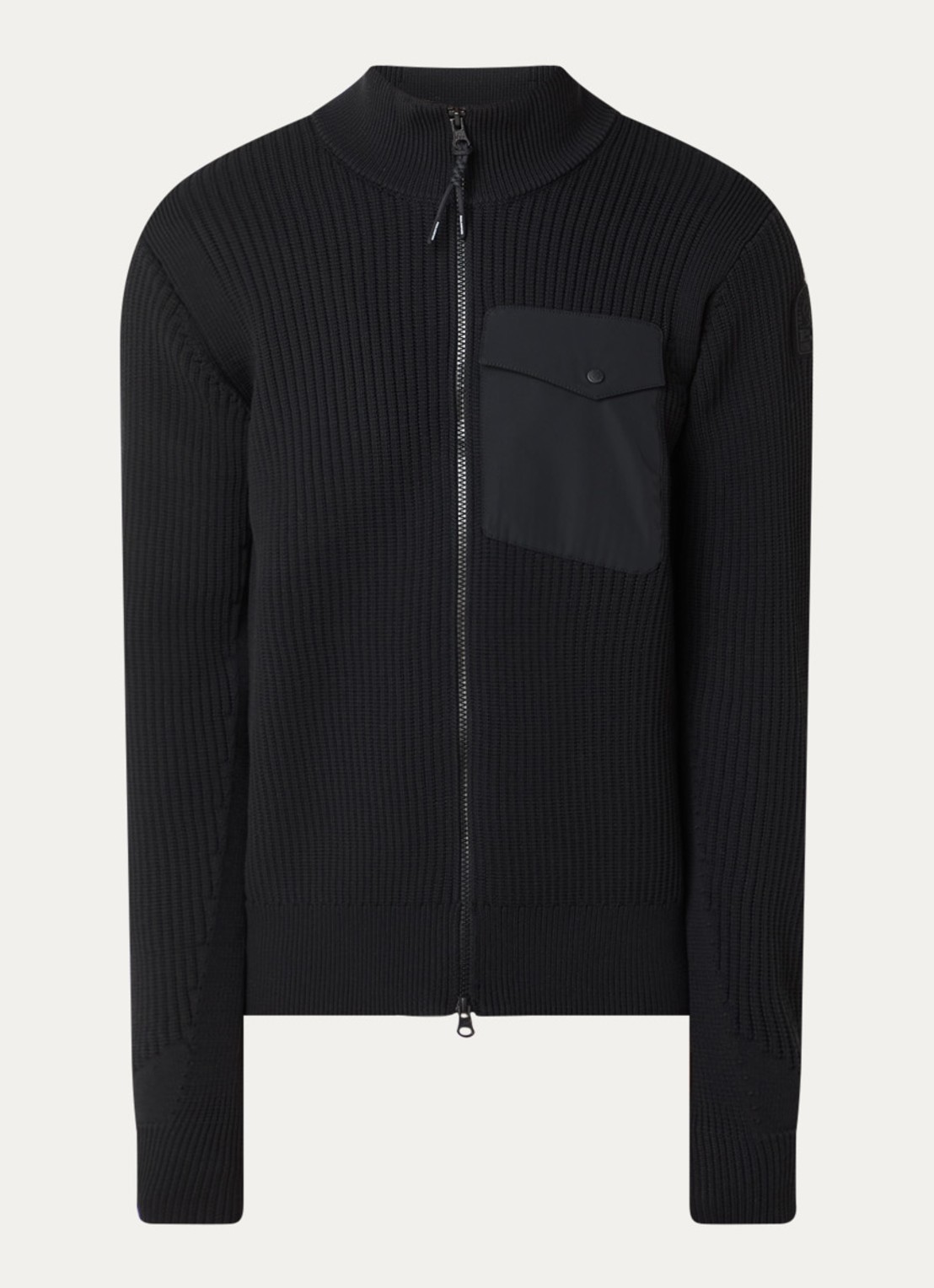 Parajumpers Grofgebreid vest met borstzak - voorkant zwart