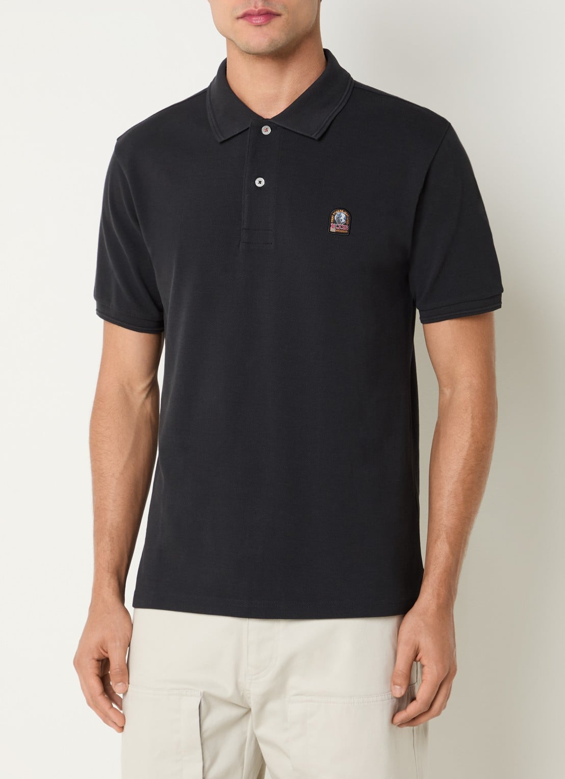 Parajumpers Hobart regular fit polo met logoborduring - detail zwart