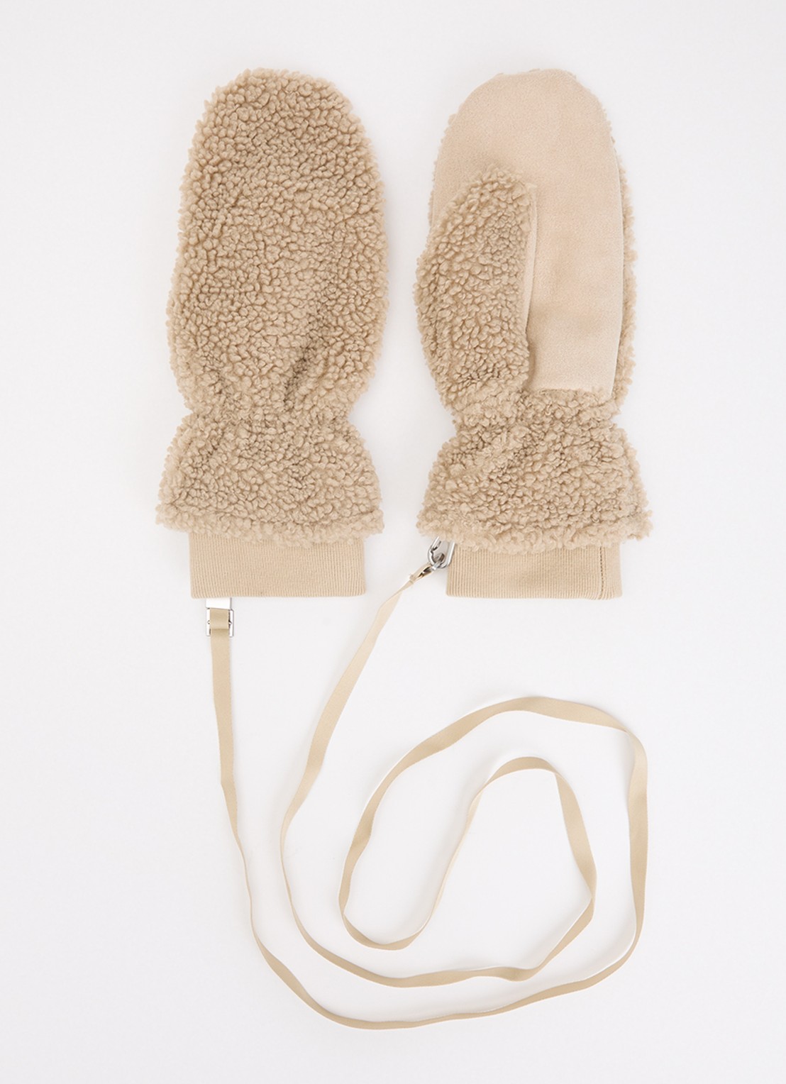 Parajumpers Ilova wanten van teddy met logo - voorkant beige