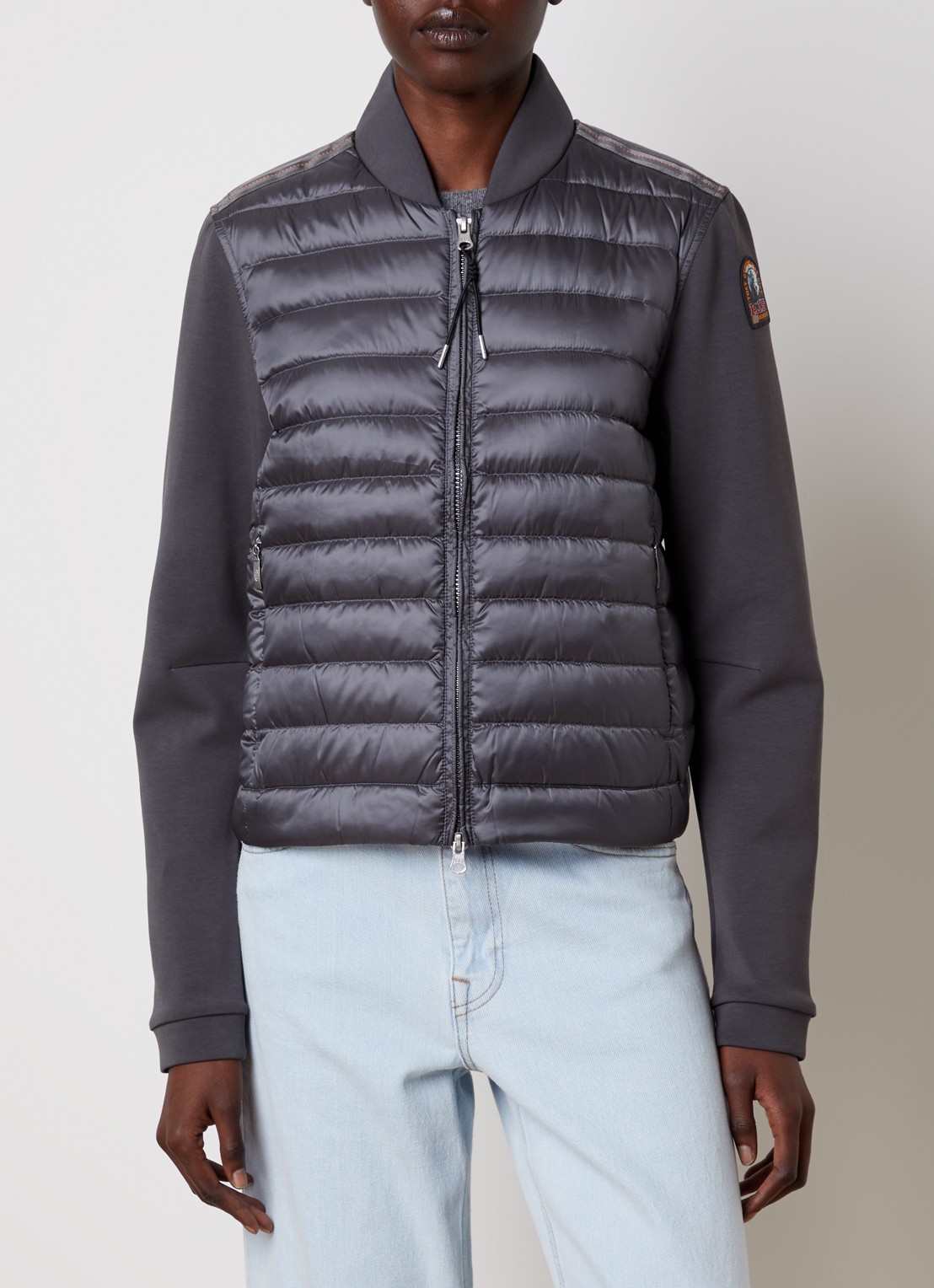 Parajumpers Kalysta jack met donsvulling en ritszakken - detail donkergrijs
