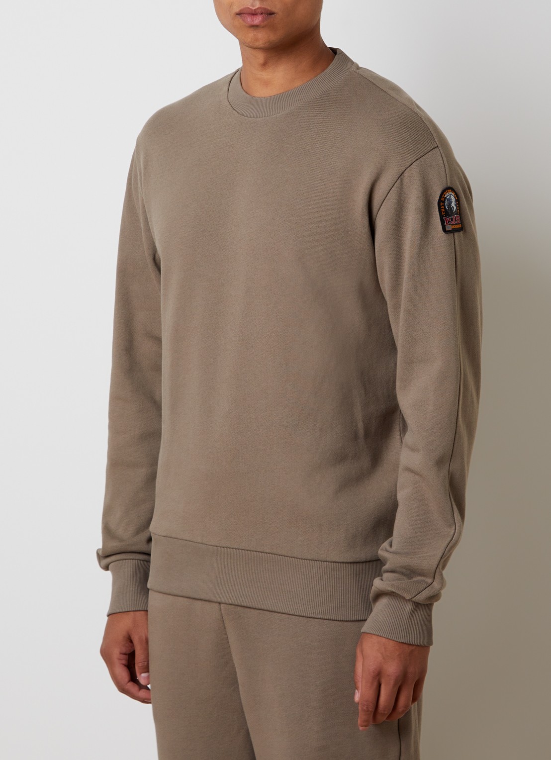 Parajumpers Keota sweater met ritszak en logo - detail zand