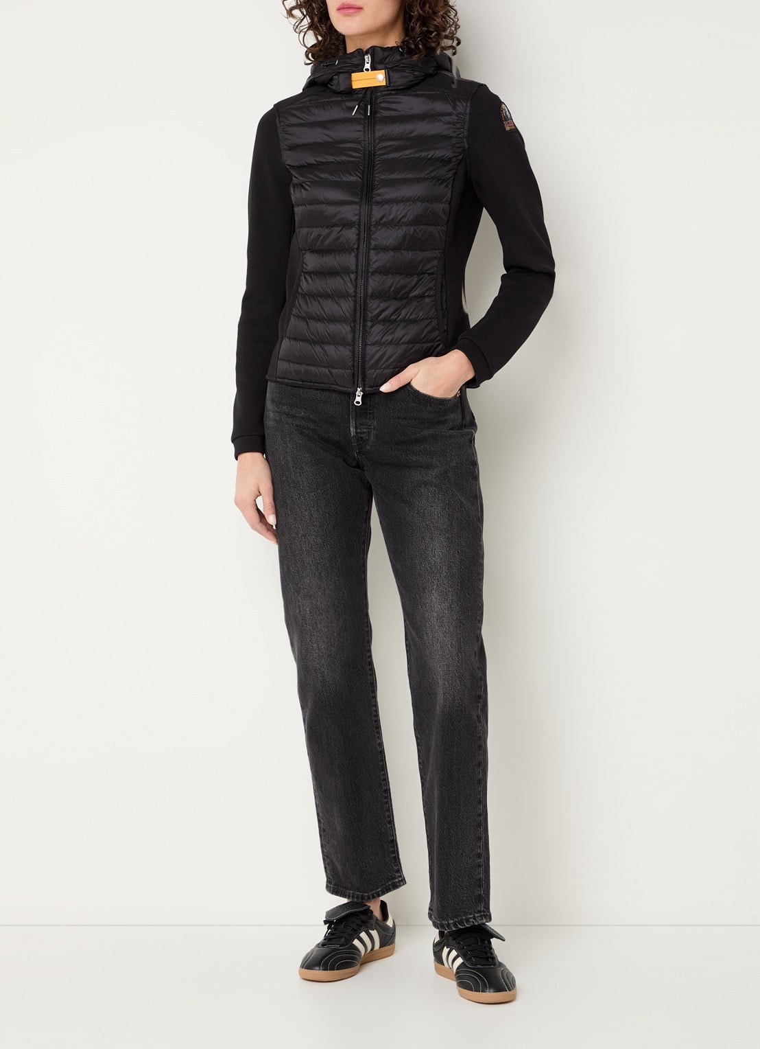 Parajumpers Kym gewatteerde jack met donsvulling en capuchon - voorkant 4 zwart