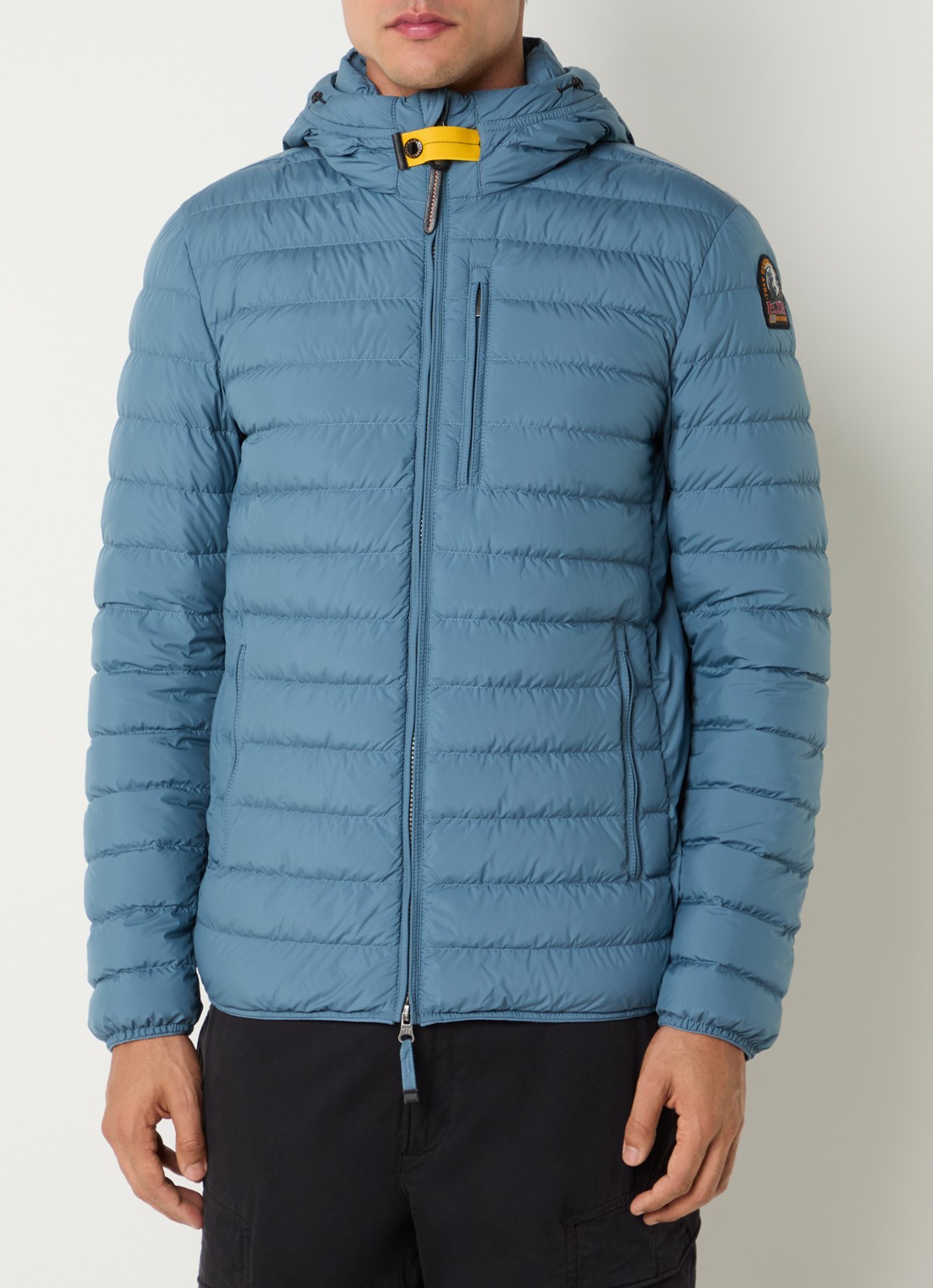Parajumpers Last Minute gewatteerd jack met donsvulling en capuchon - detail staalblauw