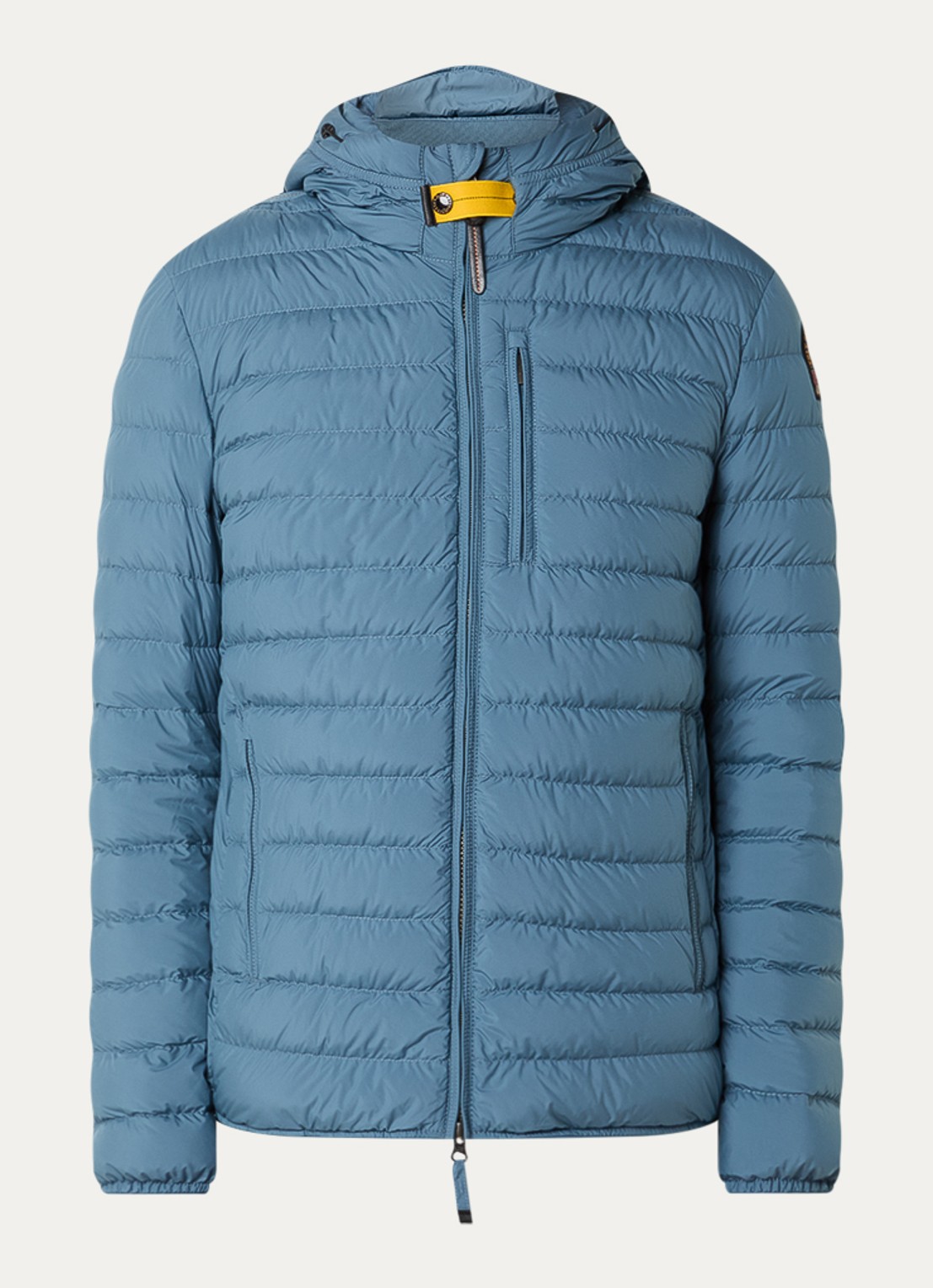 Parajumpers Last Minute gewatteerd jack met donsvulling en capuchon - voorkant 3 staalblauw