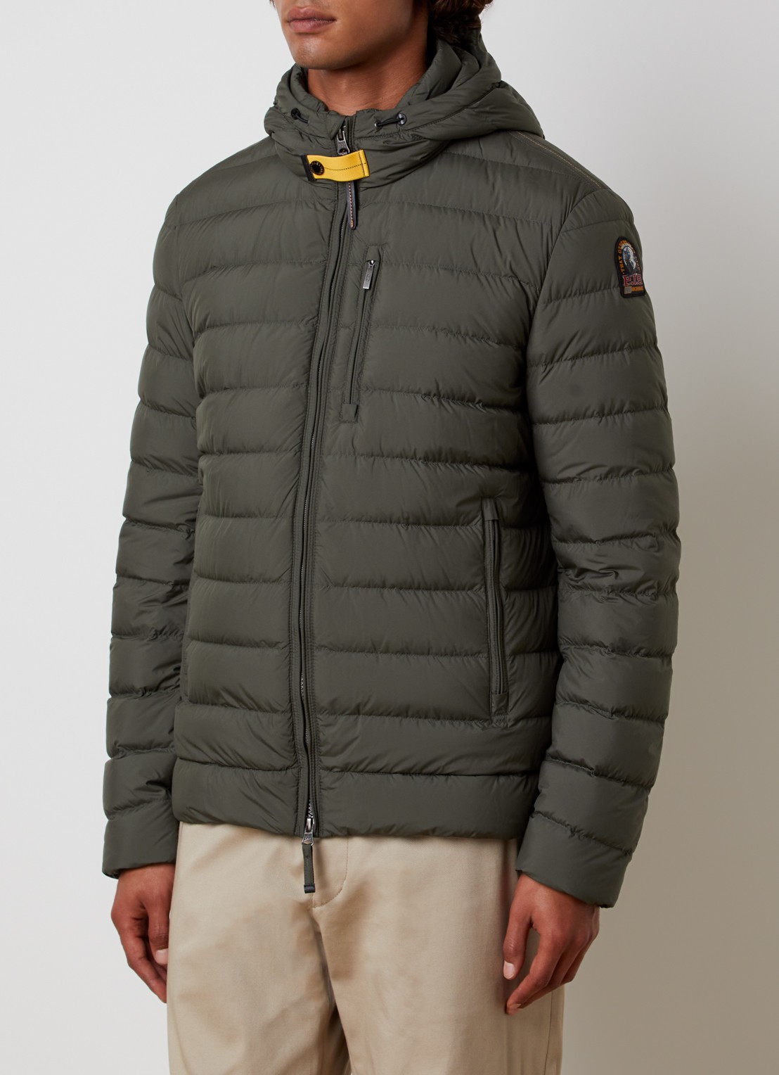 Parajumpers Last Minute gewatteerd jack met donsvulling en capuchon - detail groen