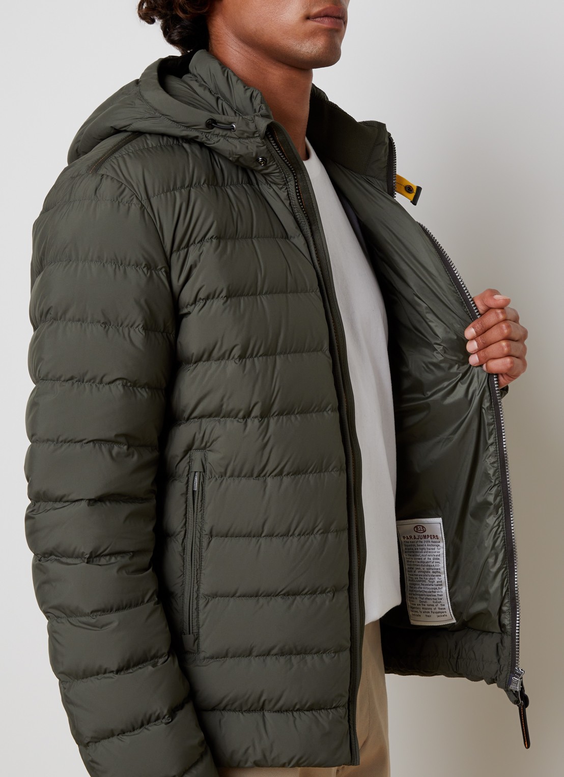 Parajumpers Last Minute gewatteerd jack met donsvulling en capuchon - detail 2 groen