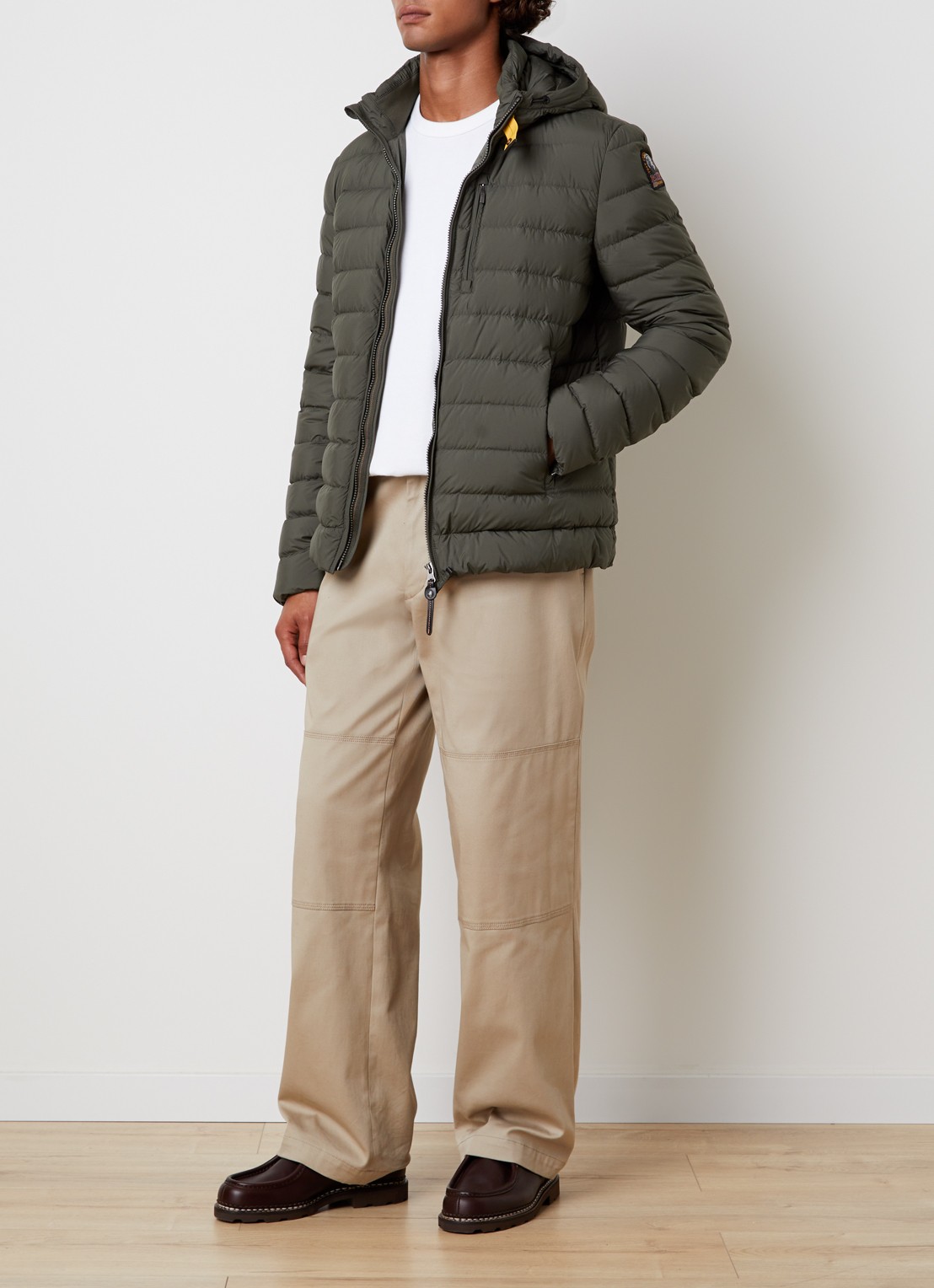 Parajumpers Last Minute gewatteerd jack met donsvulling en capuchon - voorkant 5 groen