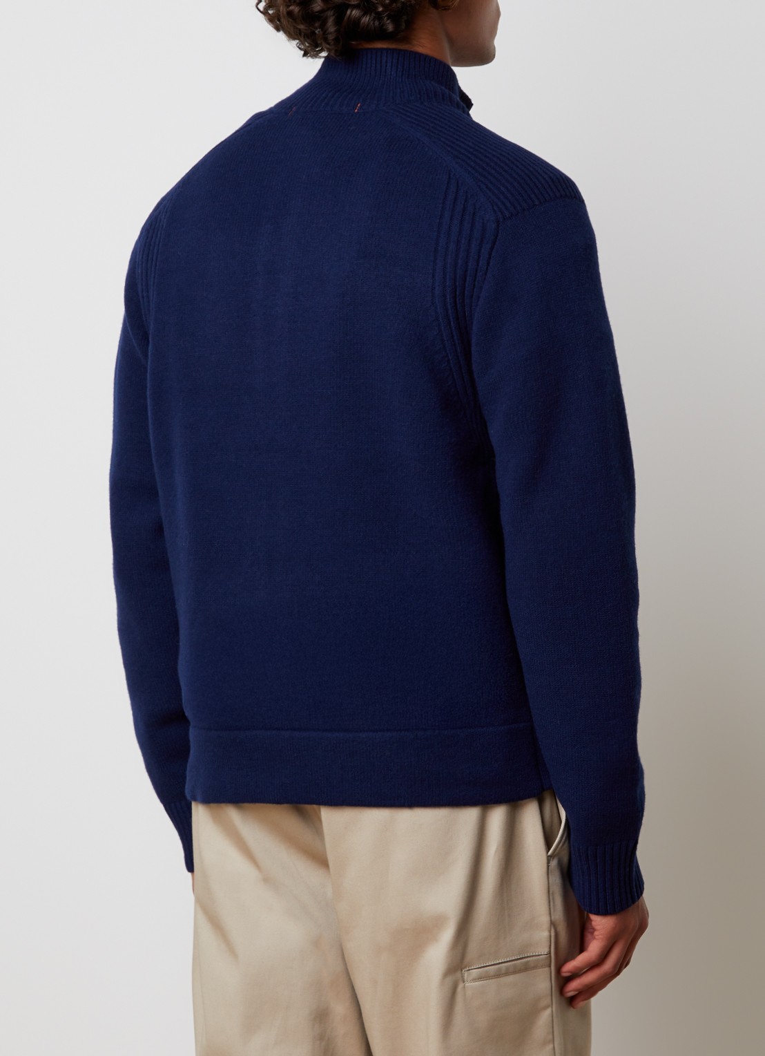 Parajumpers Levico fijngebreid vest in wolblend met col - achterkant 5 donkerblauw