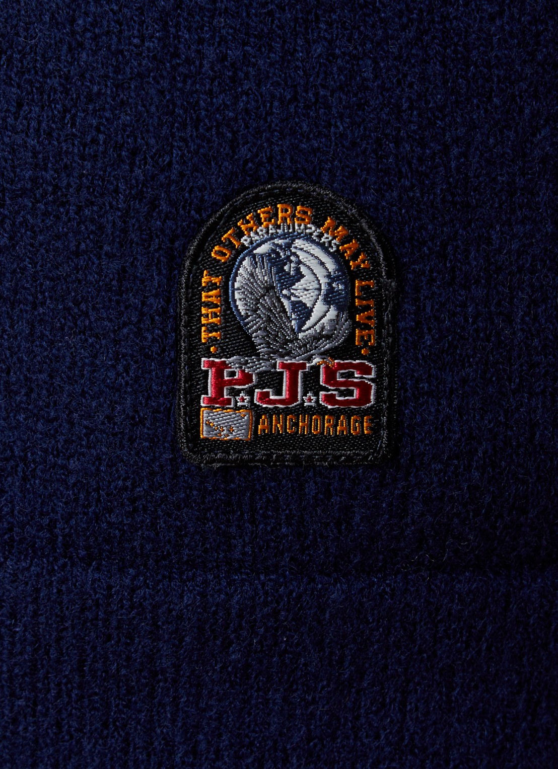 Parajumpers Levico fijngebreid vest in wolblend met col - detail 2 donkerblauw