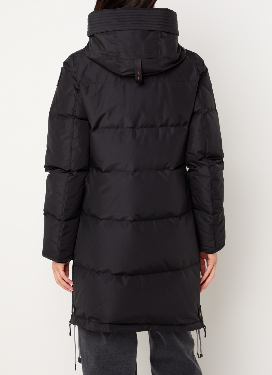 Parajumpers Long Bear gewatteerde jas met donsvulling en afneembare capuchon - achterkant zwart