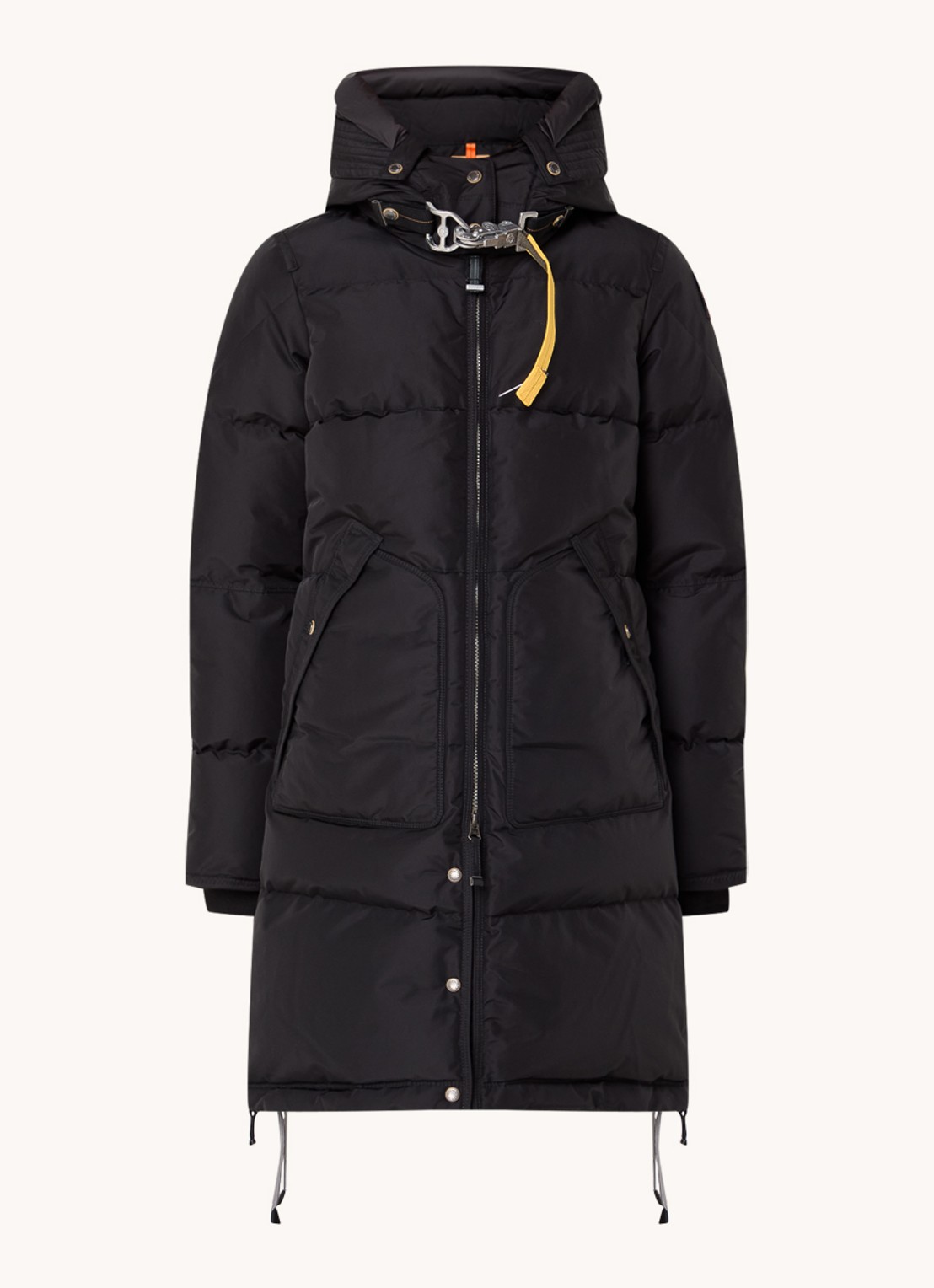 Parajumpers Long Bear gewatteerde jas met donsvulling en afneembare capuchon - voorkant 2 zwart