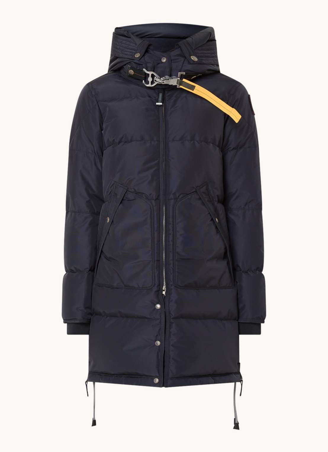 Parajumpers Long Bear gewatteerde jas met donsvulling en afneembare capuchon - voorkant 2 donkerblauw