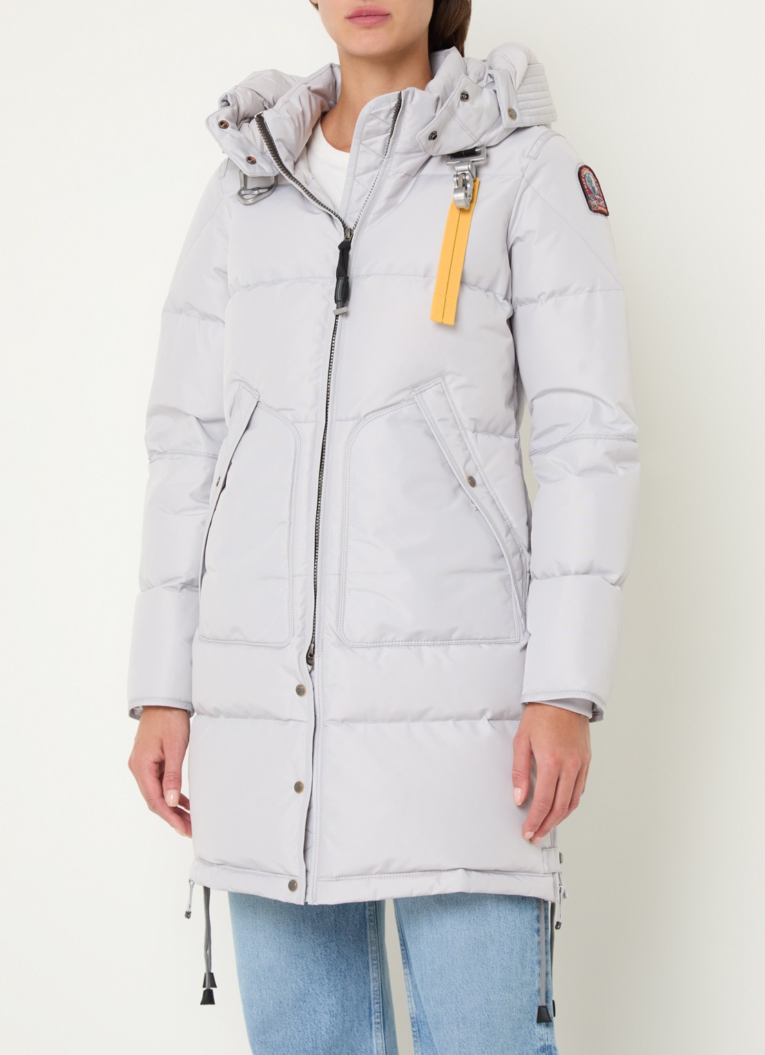 Parajumpers Long Bear gewatteerde jas met donsvulling en afneembare capuchon - detail 4 lichtgrijs