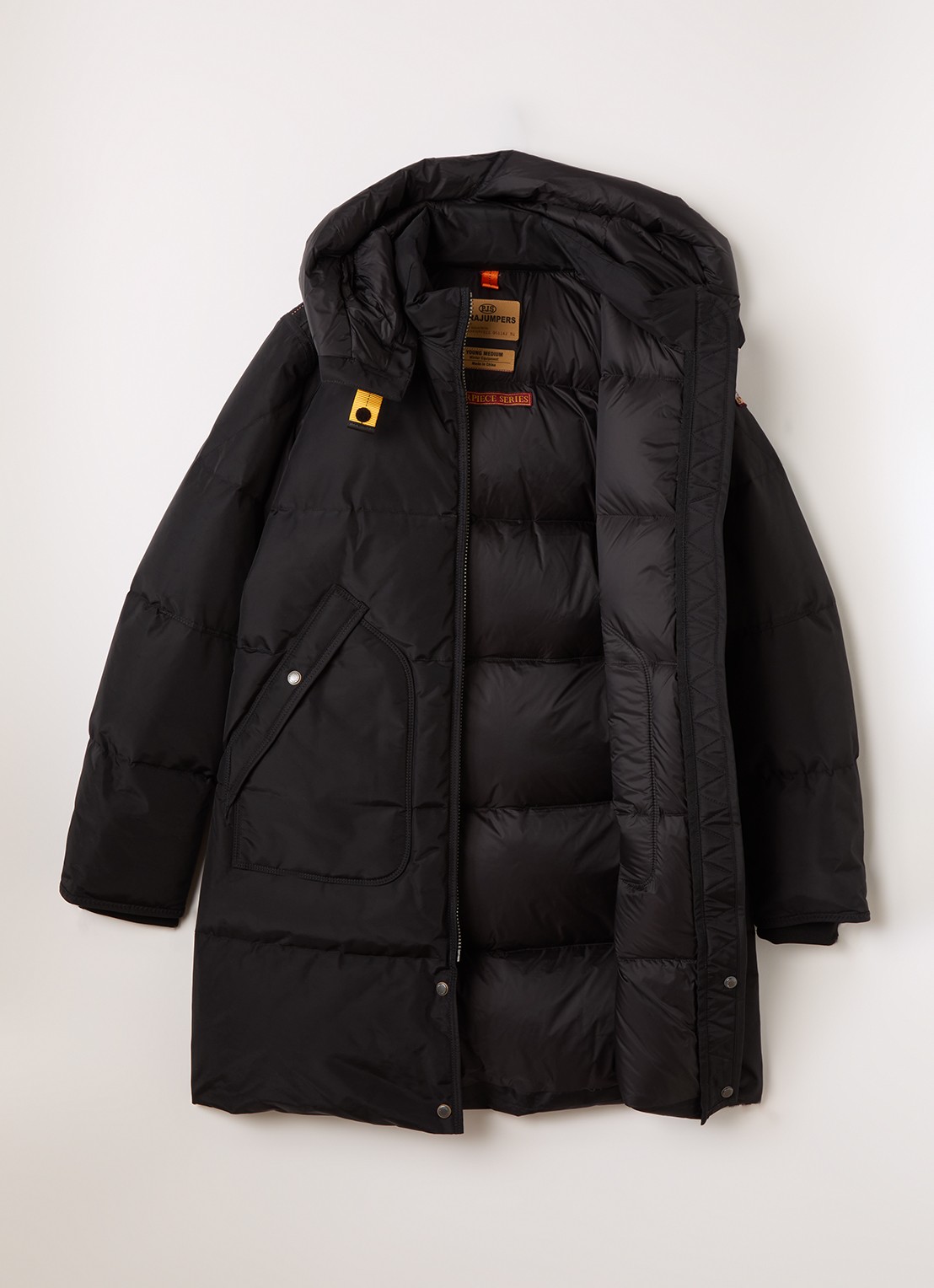 Parajumpers Long Bear puffer jack met donsvulling - voorkant 3 zwart