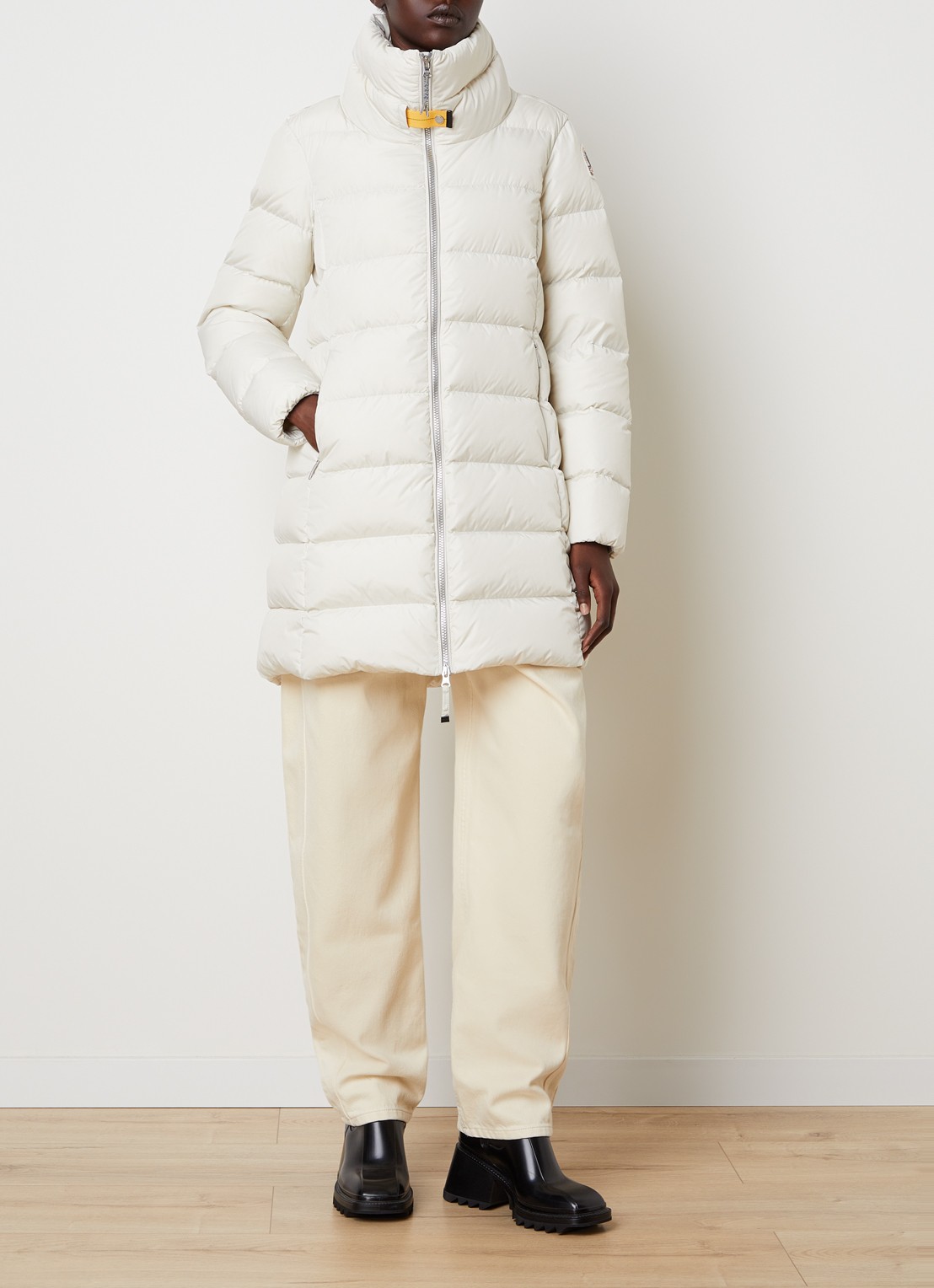 Parajumpers Malandra gewatteerde puffer jas met donsvulling en ritszakken - voorkant 6 wit