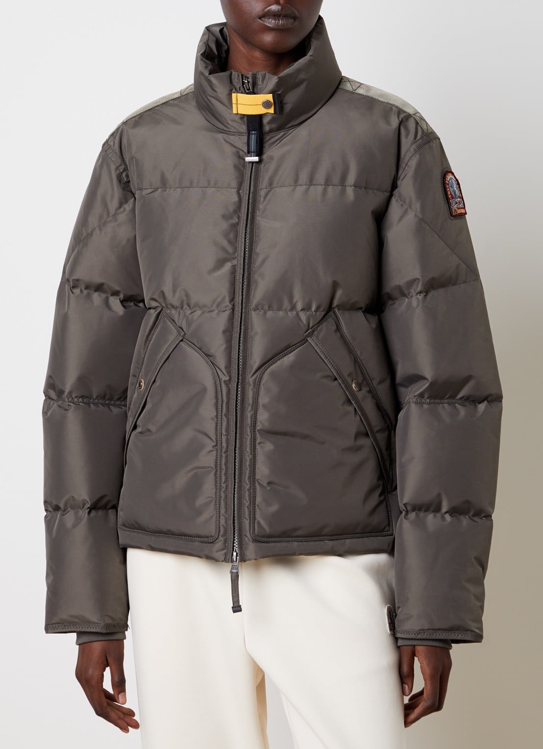 Parajumpers Mallery puffer jack met donsvulling en logo - detail 3 olijfgroen