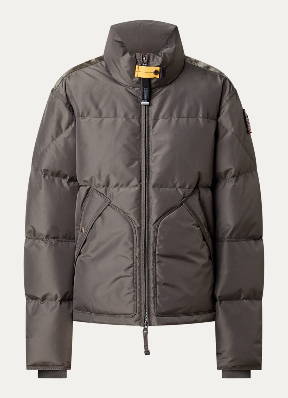 Parajumpers Mallery puffer jack met donsvulling en logo - voorkant olijfgroen