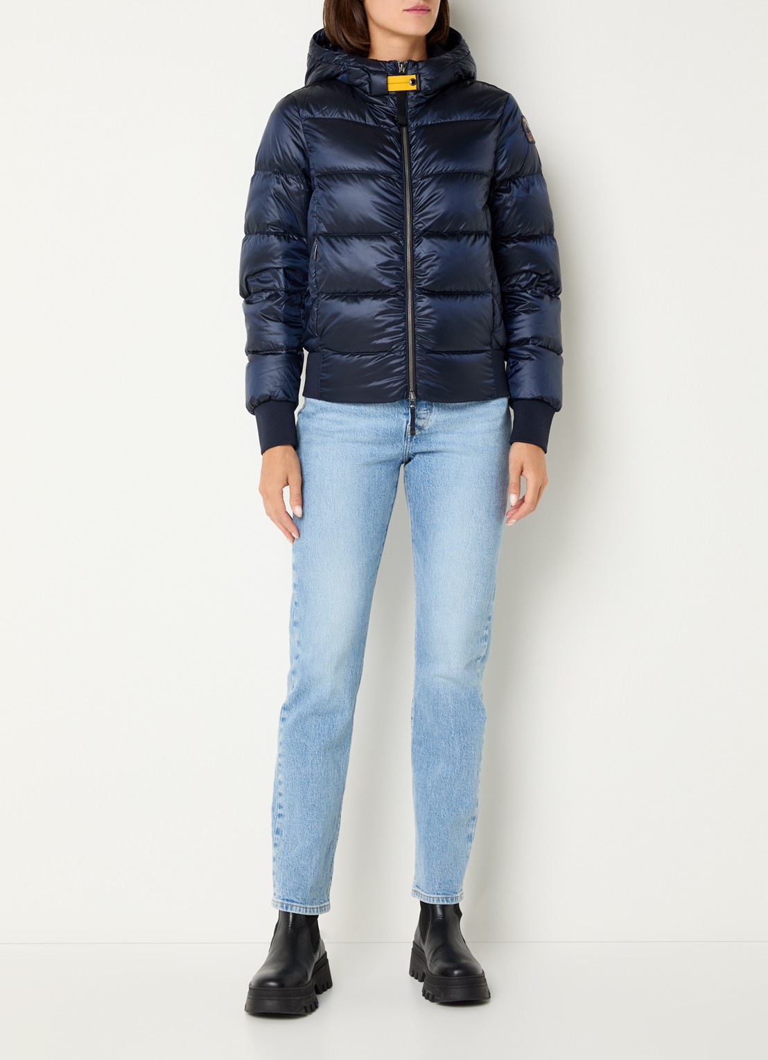 Parajumpers Mariah puffer jack met donsvulling en capuchon - voorkant 4 donkerblauw