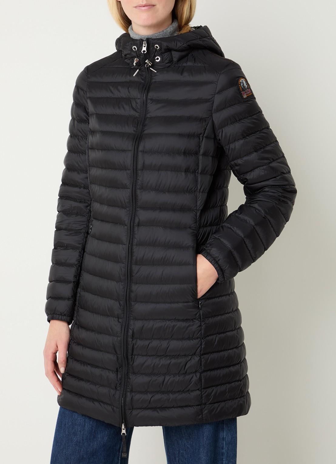 Parajumpers Meredith puffer jas met donsvulling en capuchon - detail zwart