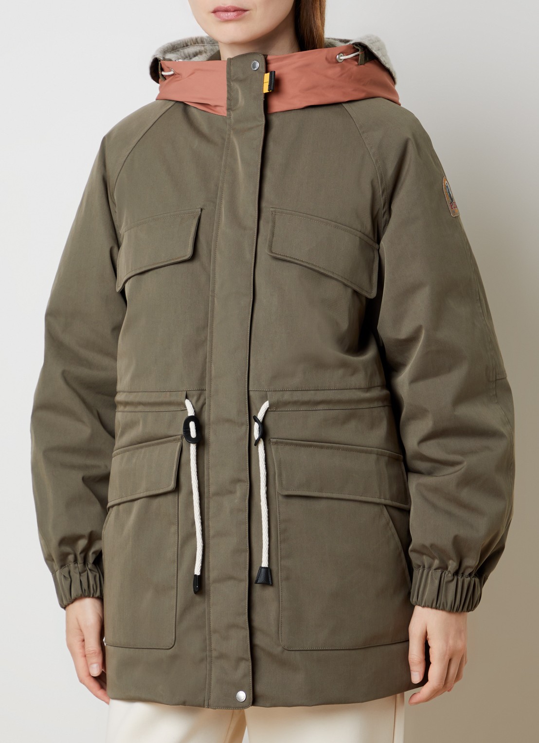 Parajumpers Naruse gewatteerde parka met capuchon en donsvulling - detail 3 khaki