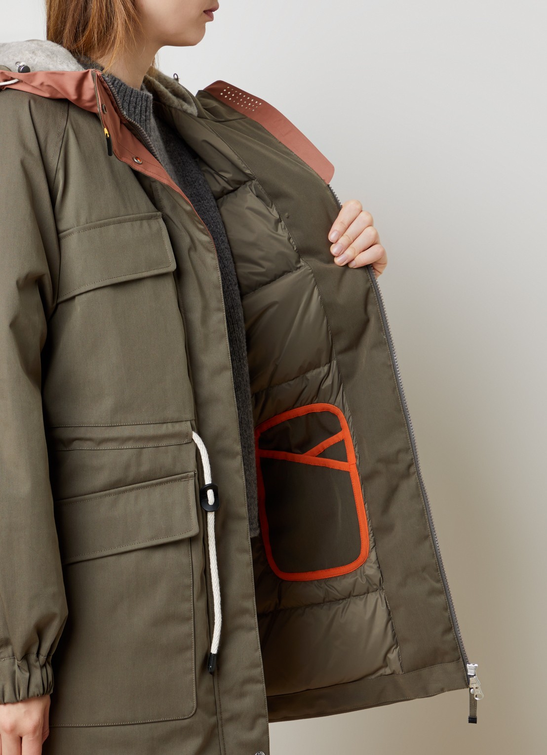 Parajumpers Naruse gewatteerde parka met capuchon en donsvulling - detail 5 khaki