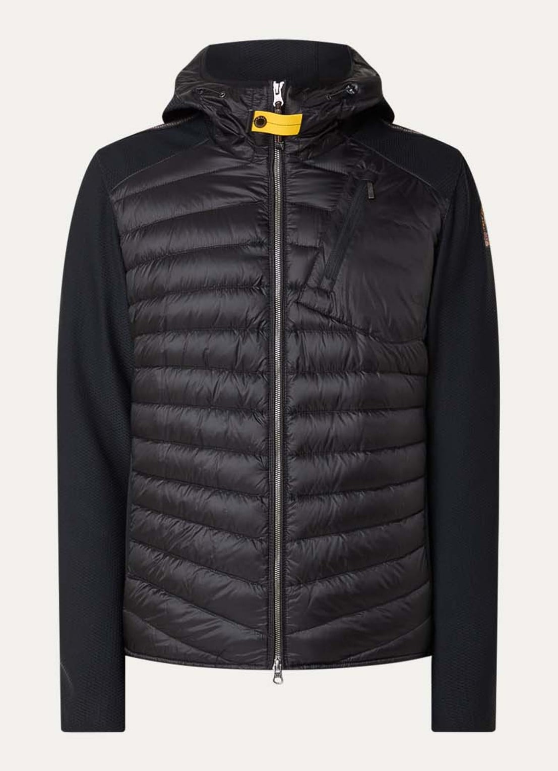 Parajumpers Nolan gewatteerd jack met donsvulling en capuchon - voorkant zwart