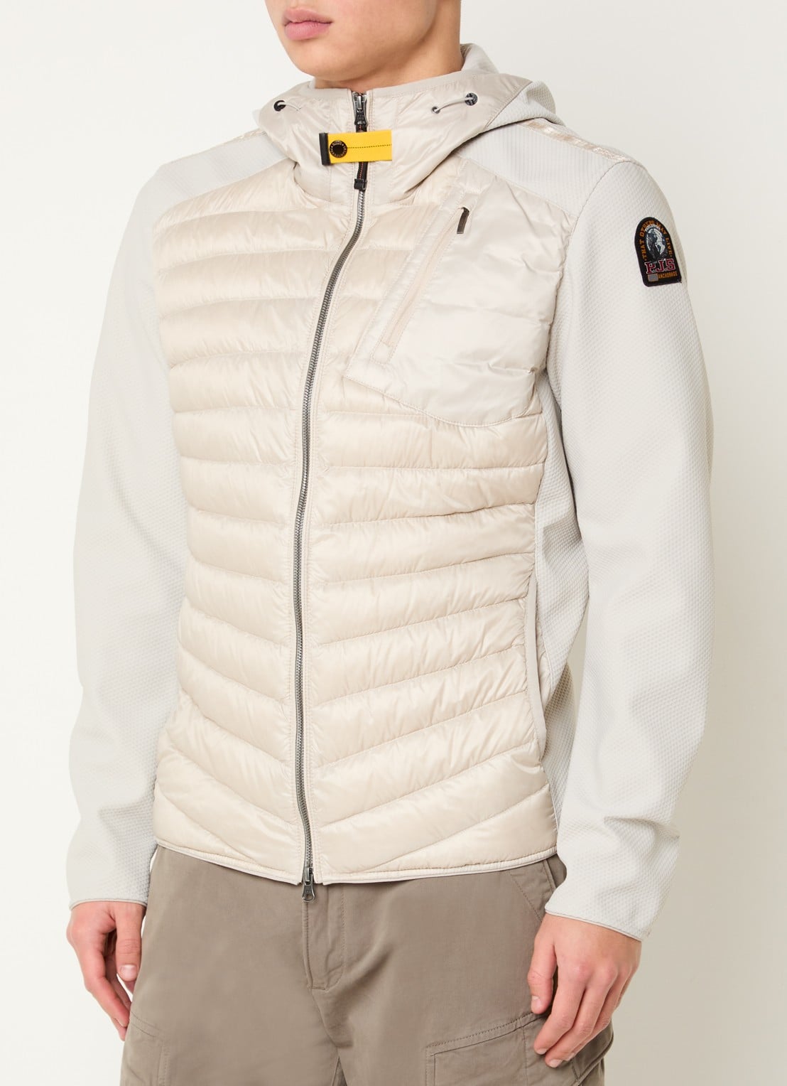 Parajumpers Nolan gewatteerd jack met donsvulling en capuchon - detail creme