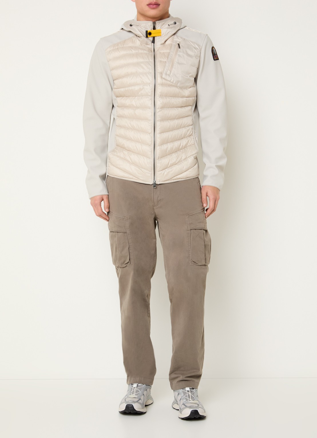 Parajumpers Nolan gewatteerd jack met donsvulling en capuchon - voorkant 4 creme