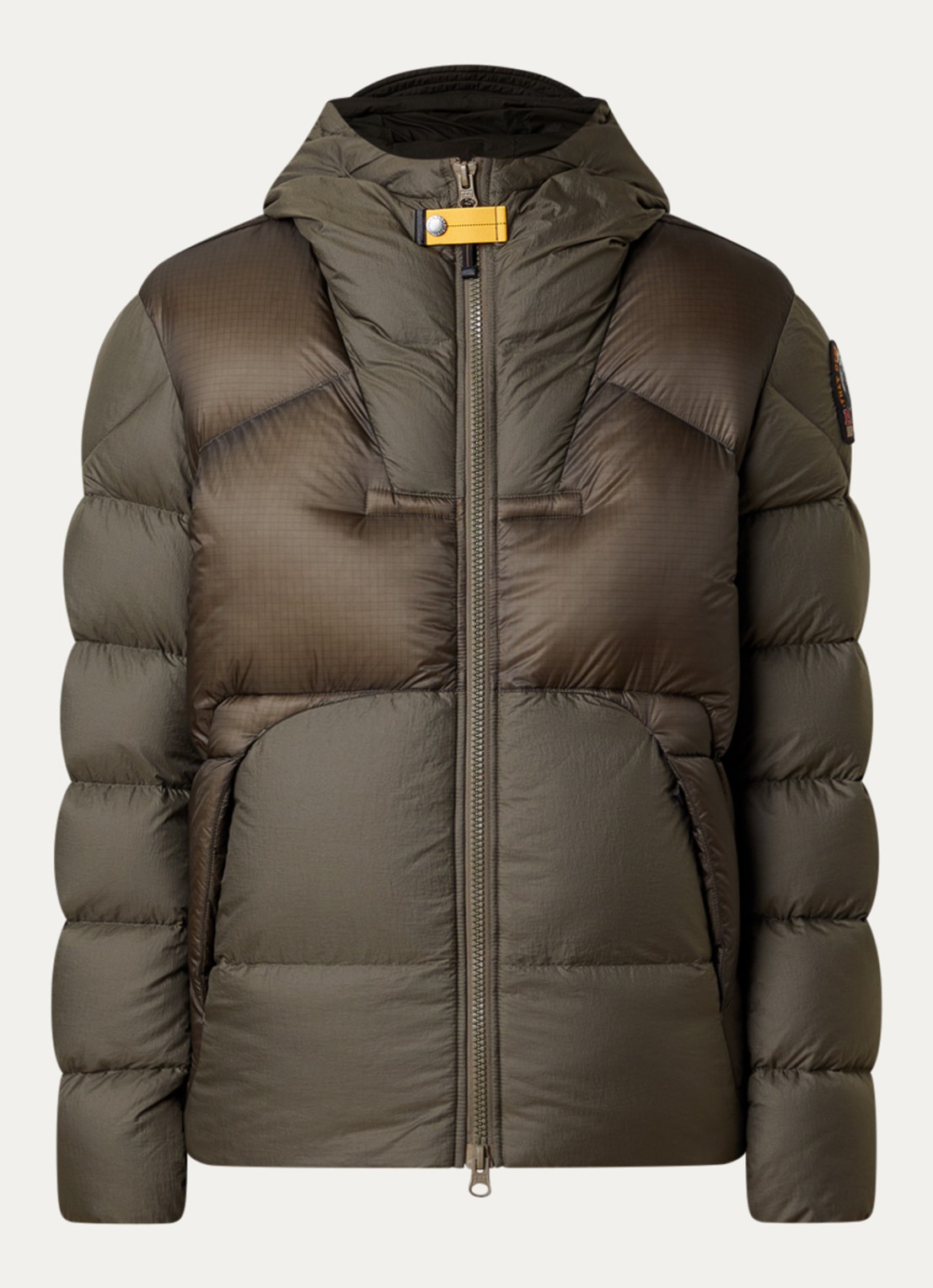 Parajumpers Notigi puffer jas met donsvulling en ritszakken - voorkant 5 bronsgroen
