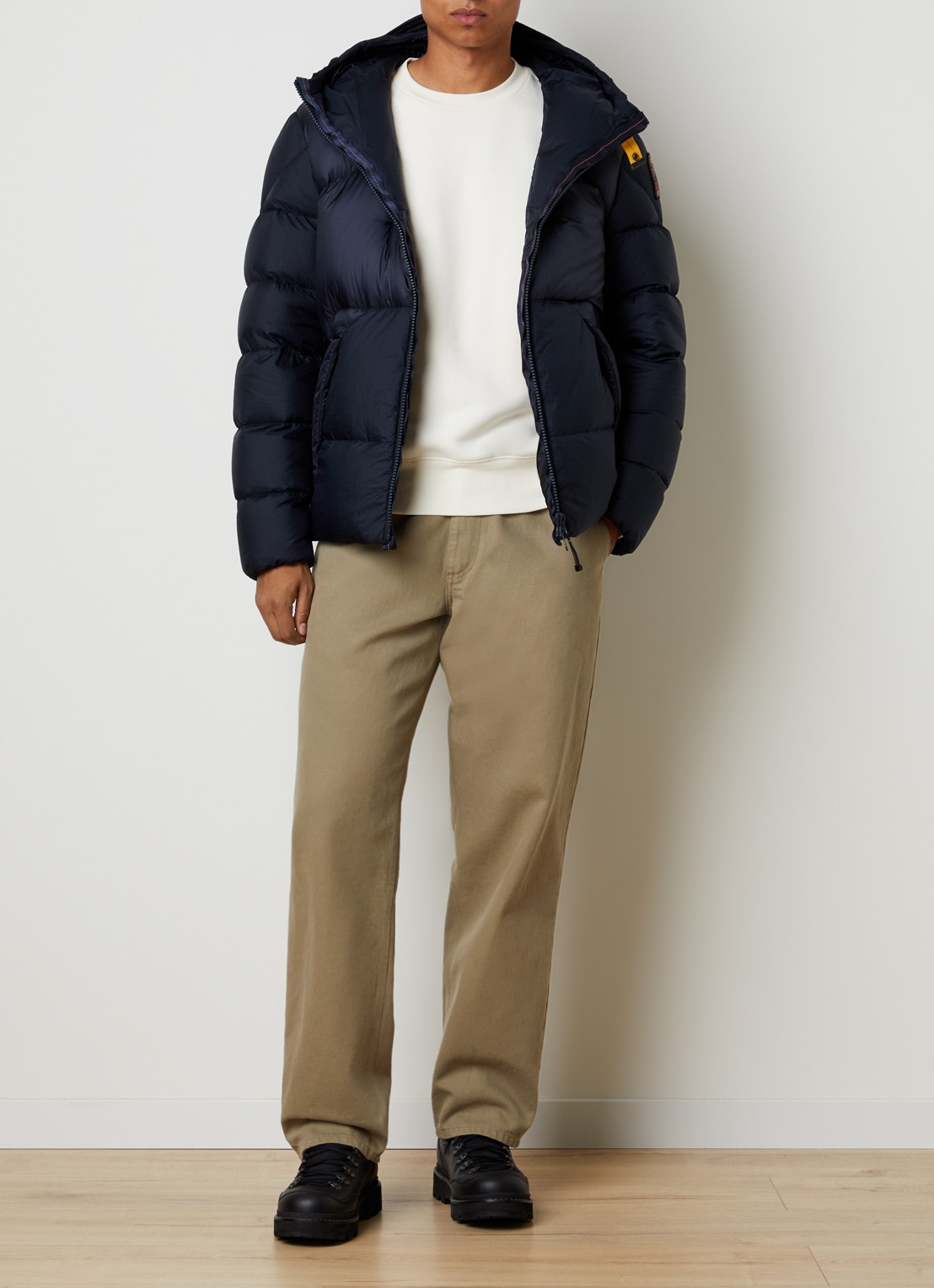 Parajumpers Notigi puffer jas met donsvulling en ritszakken - voorkant 6 donkerblauw