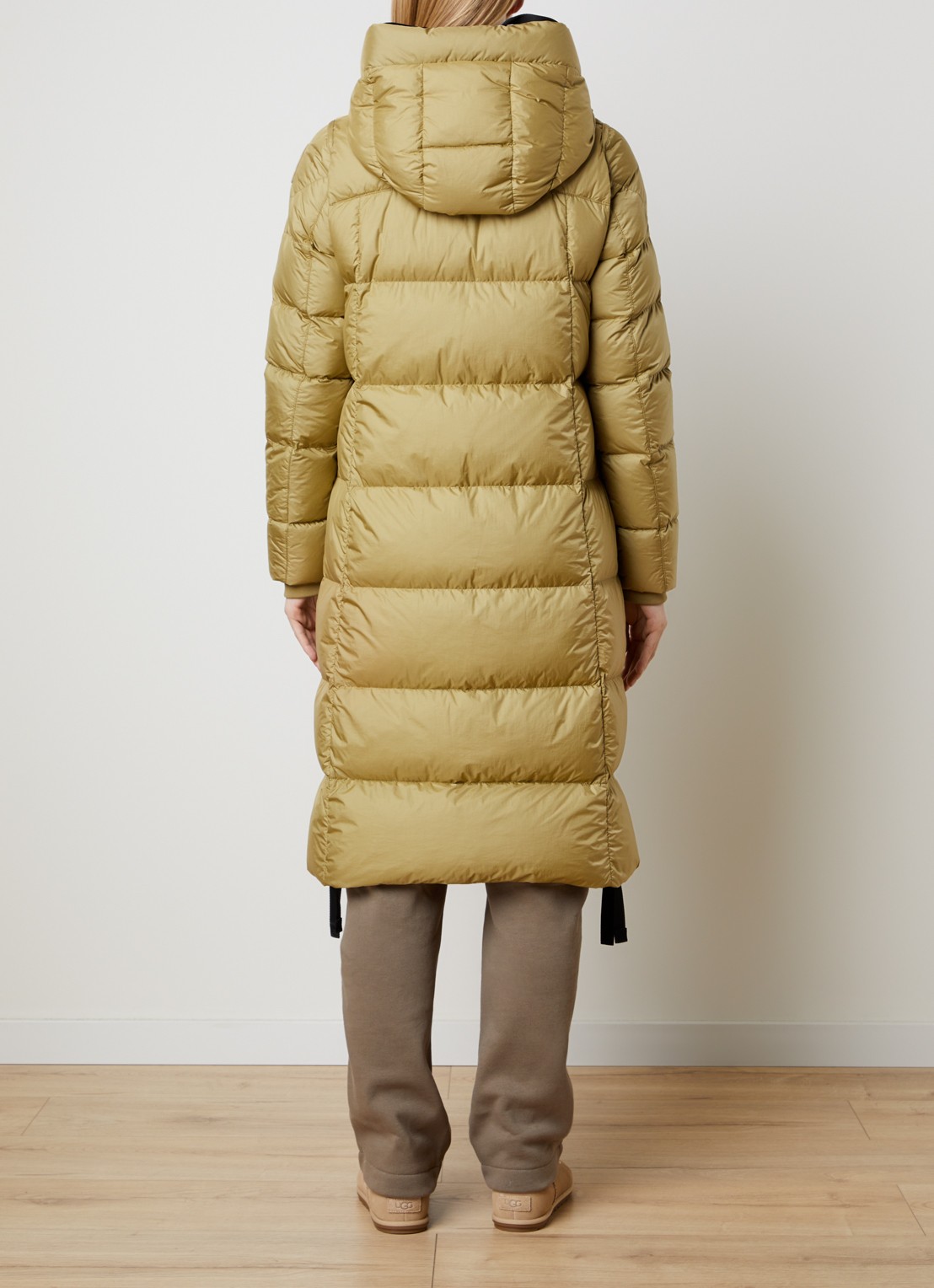 Parajumpers Panda longline puffer jas met logo - achterkant 3 olijfgroen