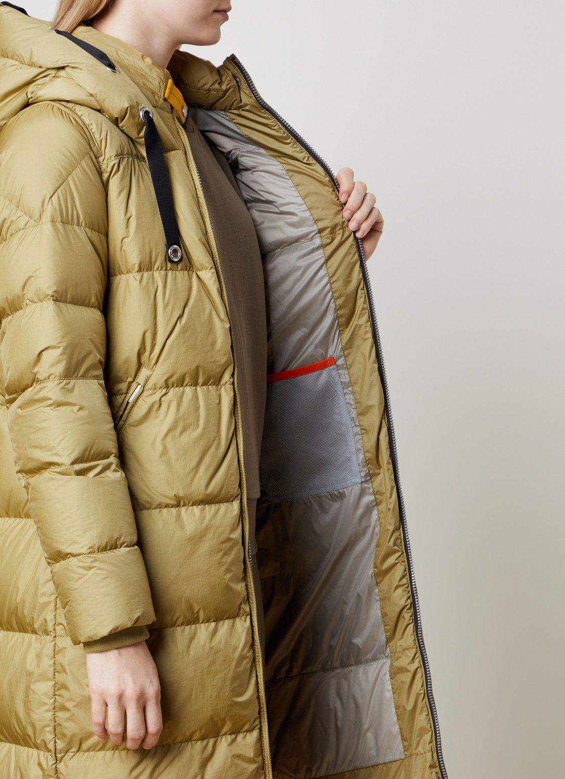 Parajumpers Panda longline puffer jas met logo - detail 6 olijfgroen