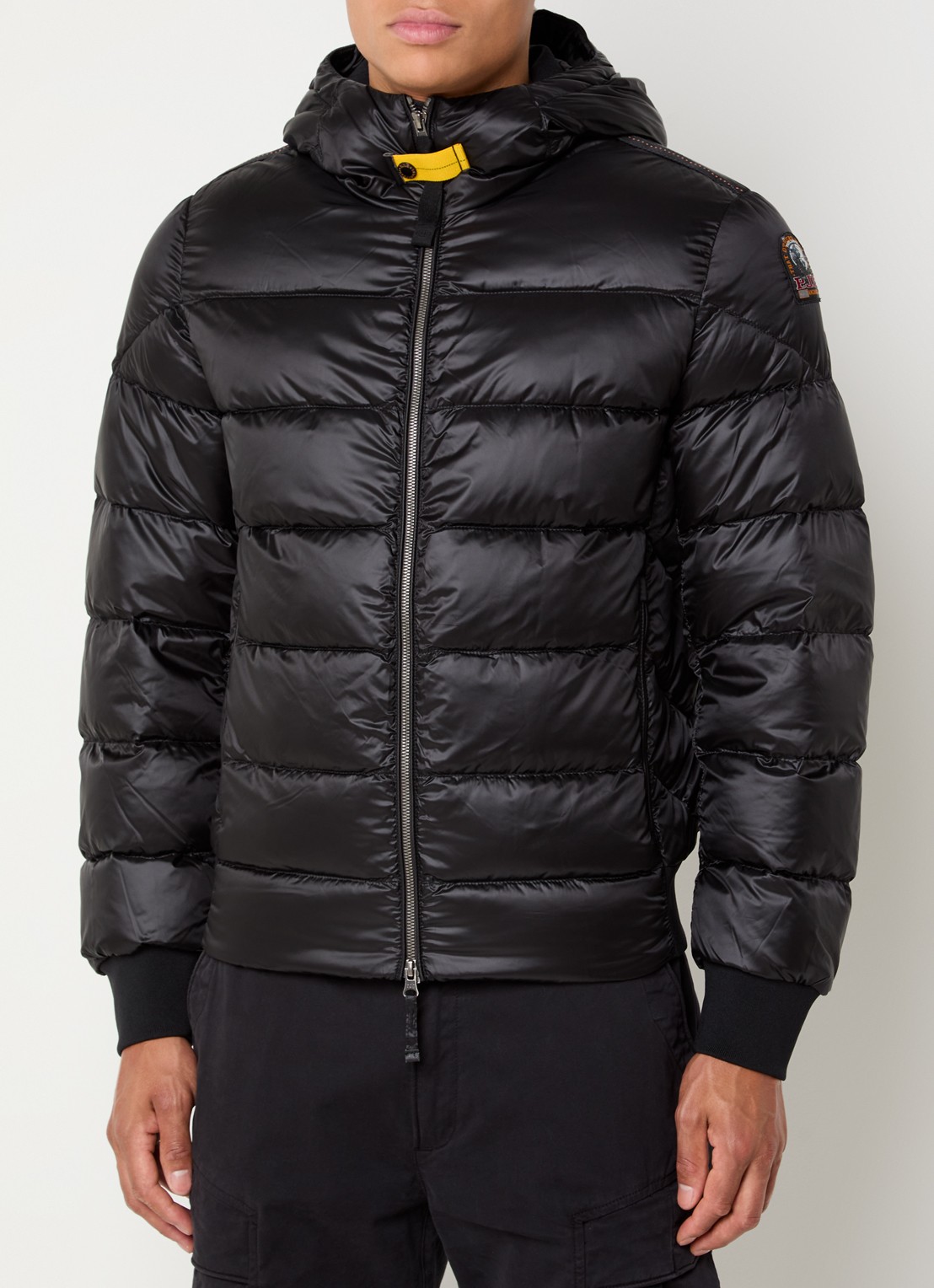 Parajumpers Pharrell puffer jack met capuchon en logo - detail 4 zwart