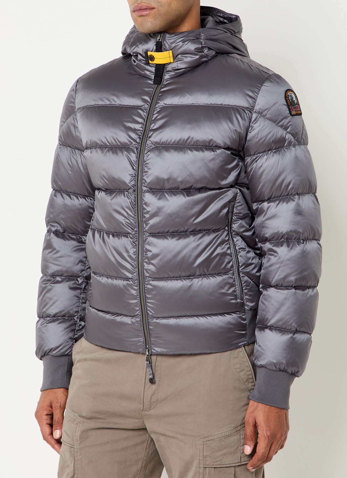 Parajumpers Pharrell puffer jack met capuchon en logo - detail 3 donkergrijs